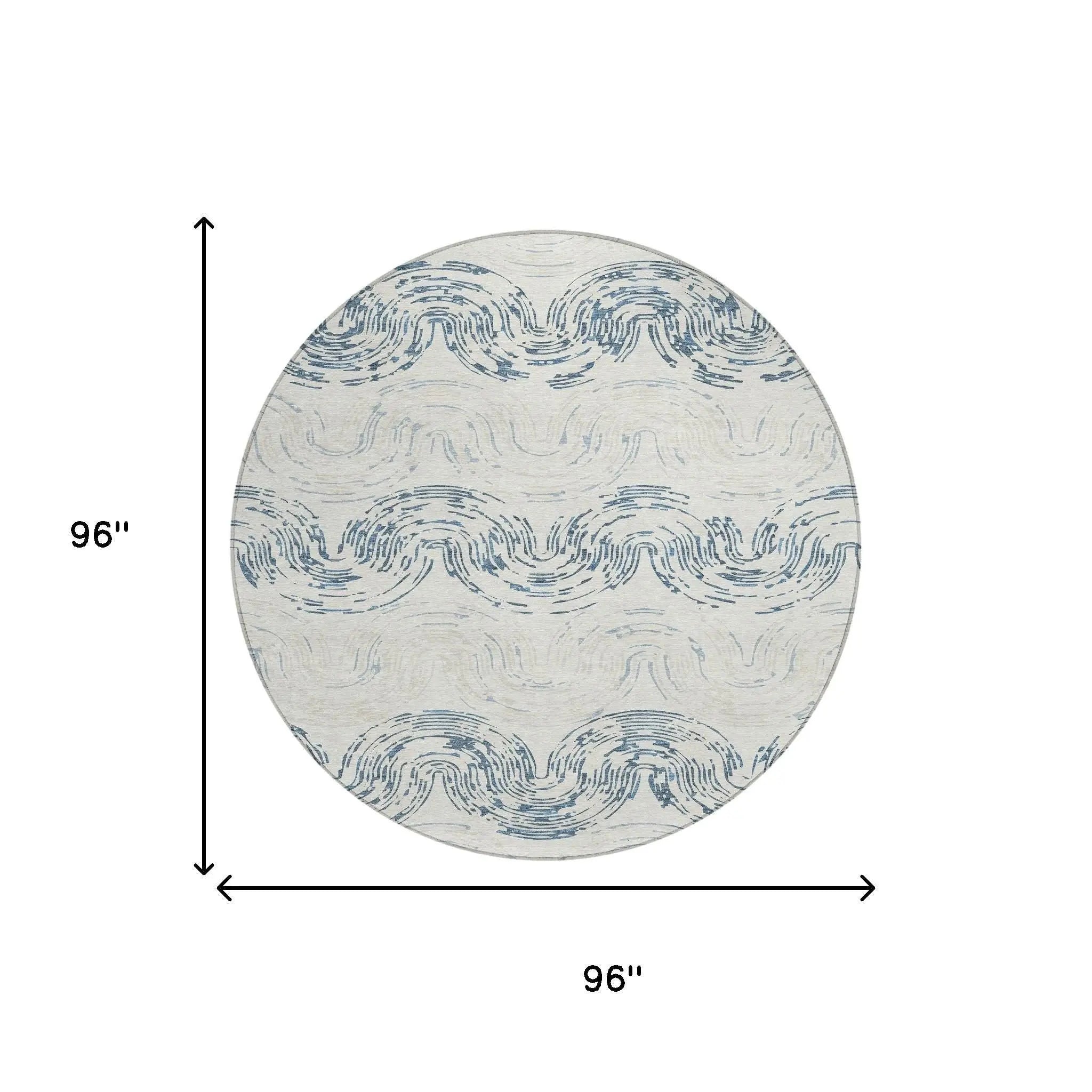 8' Ivory And Beige Round Abstract Washable Indoor Outdoor Area Rug Homeroots Outdoor
