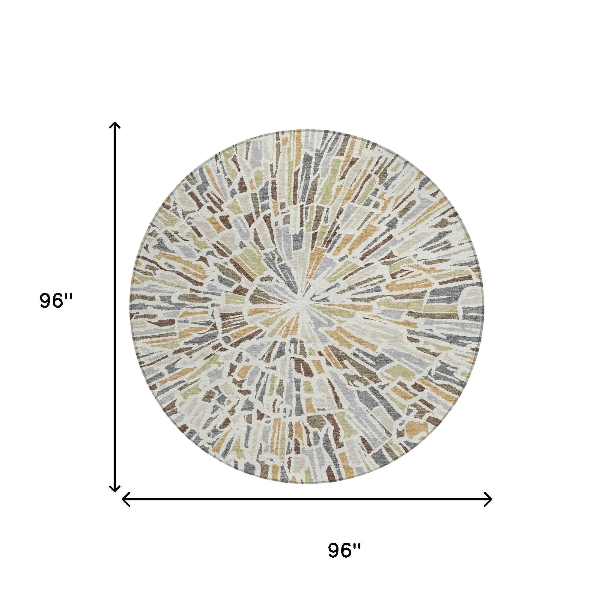8' Ivory And Beige Round Abstract Washable Indoor Outdoor Area Rug Homeroots Outdoor