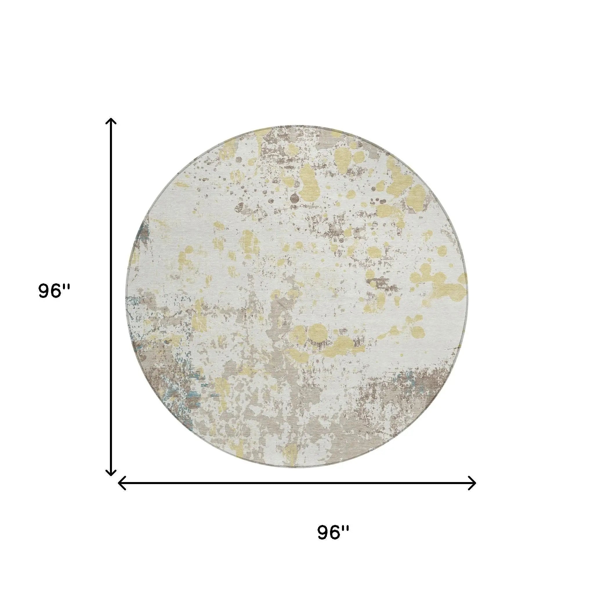 8' Ivory And Beige Round Abstract Washable Indoor Outdoor Area Rug Homeroots Outdoor