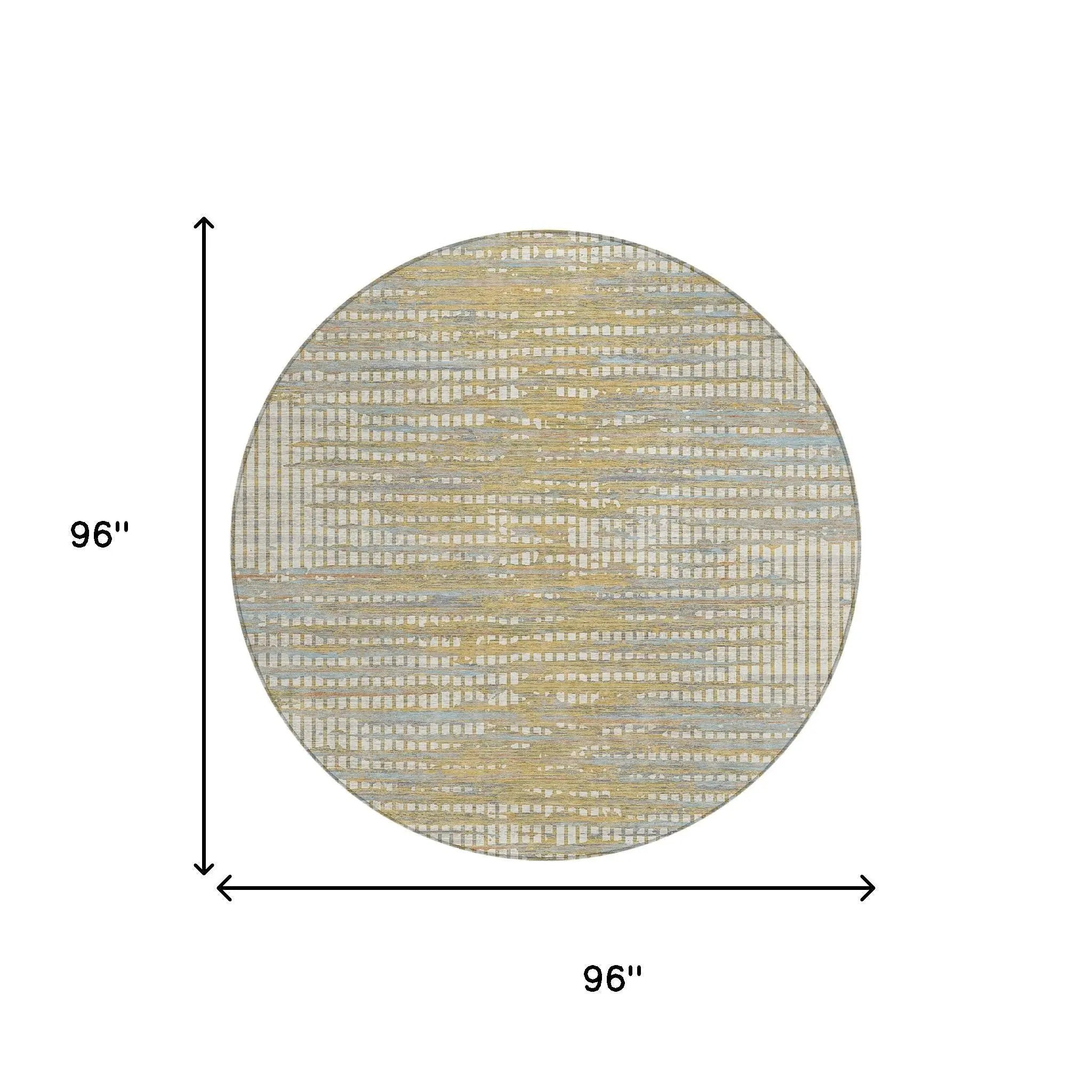 8' Ivory And Beige Round Abstract Washable Indoor Outdoor Area Rug Homeroots Outdoor