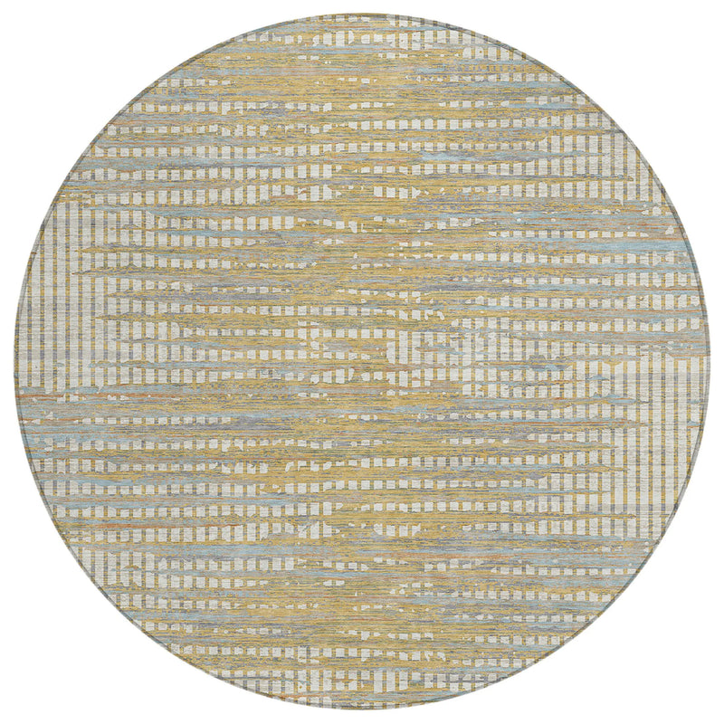 8' Ivory And Beige Round Abstract Washable Indoor Outdoor Area Rug Homeroots Outdoor