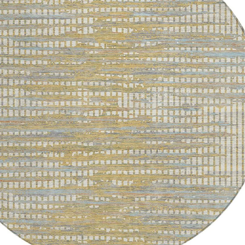 8' Ivory And Beige Round Abstract Washable Indoor Outdoor Area Rug Homeroots Outdoor