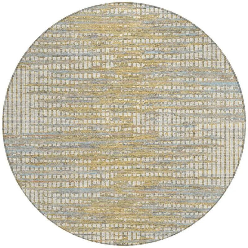 8' Ivory And Beige Round Abstract Washable Indoor Outdoor Area Rug Homeroots Outdoor