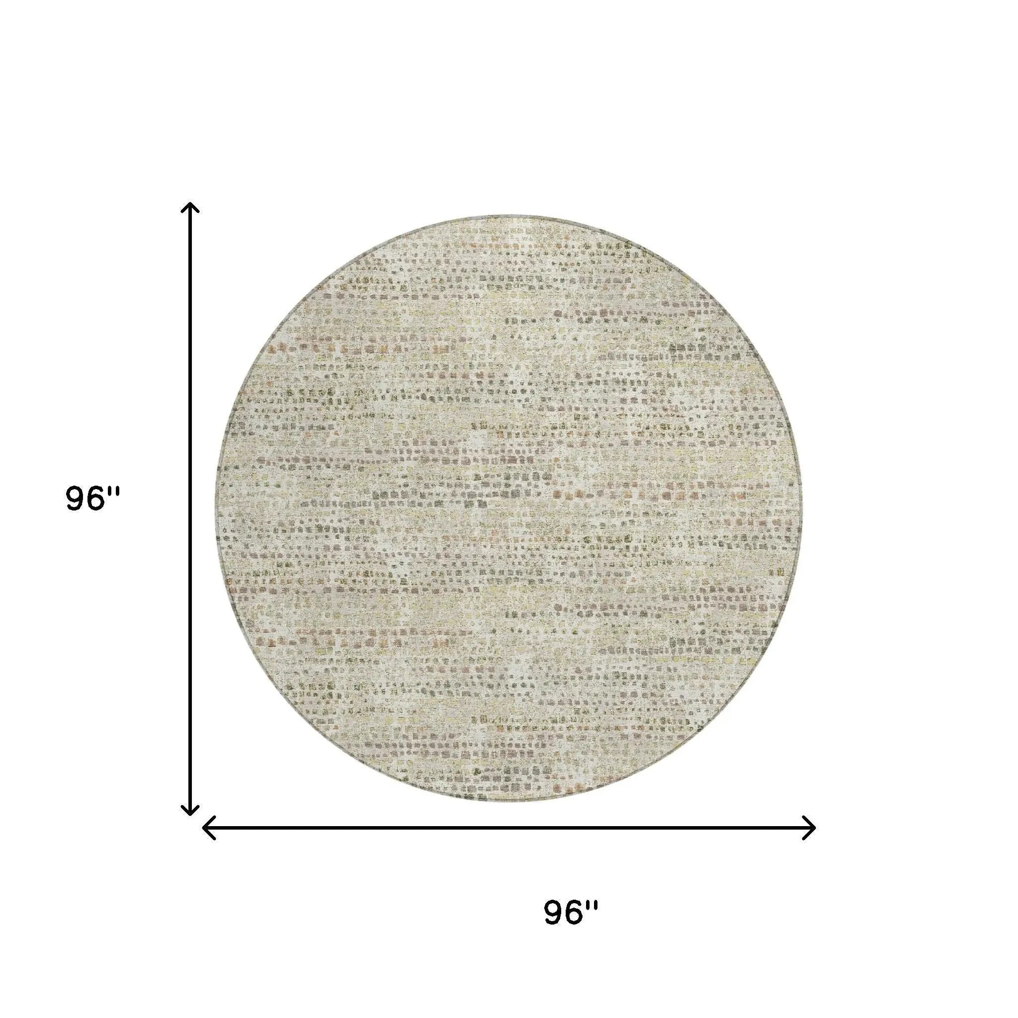 8' Ivory And Beige Round Abstract Washable Indoor Outdoor Area Rug Homeroots Outdoor