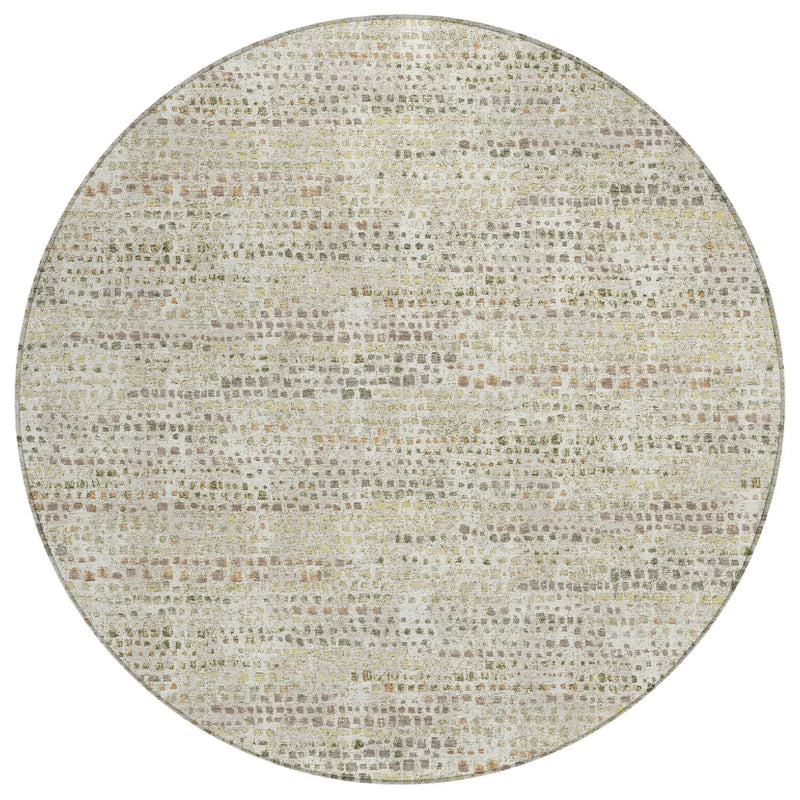 8' Ivory And Beige Round Abstract Washable Indoor Outdoor Area Rug Homeroots Outdoor