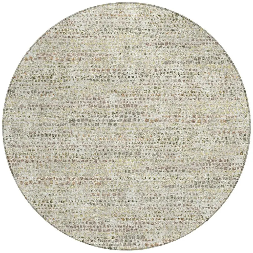 8' Ivory And Beige Round Abstract Washable Indoor Outdoor Area Rug Homeroots Outdoor
