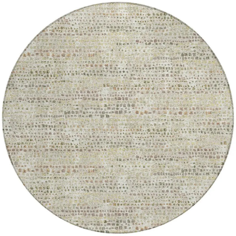 8' Ivory And Beige Round Abstract Washable Indoor Outdoor Area Rug Homeroots Outdoor