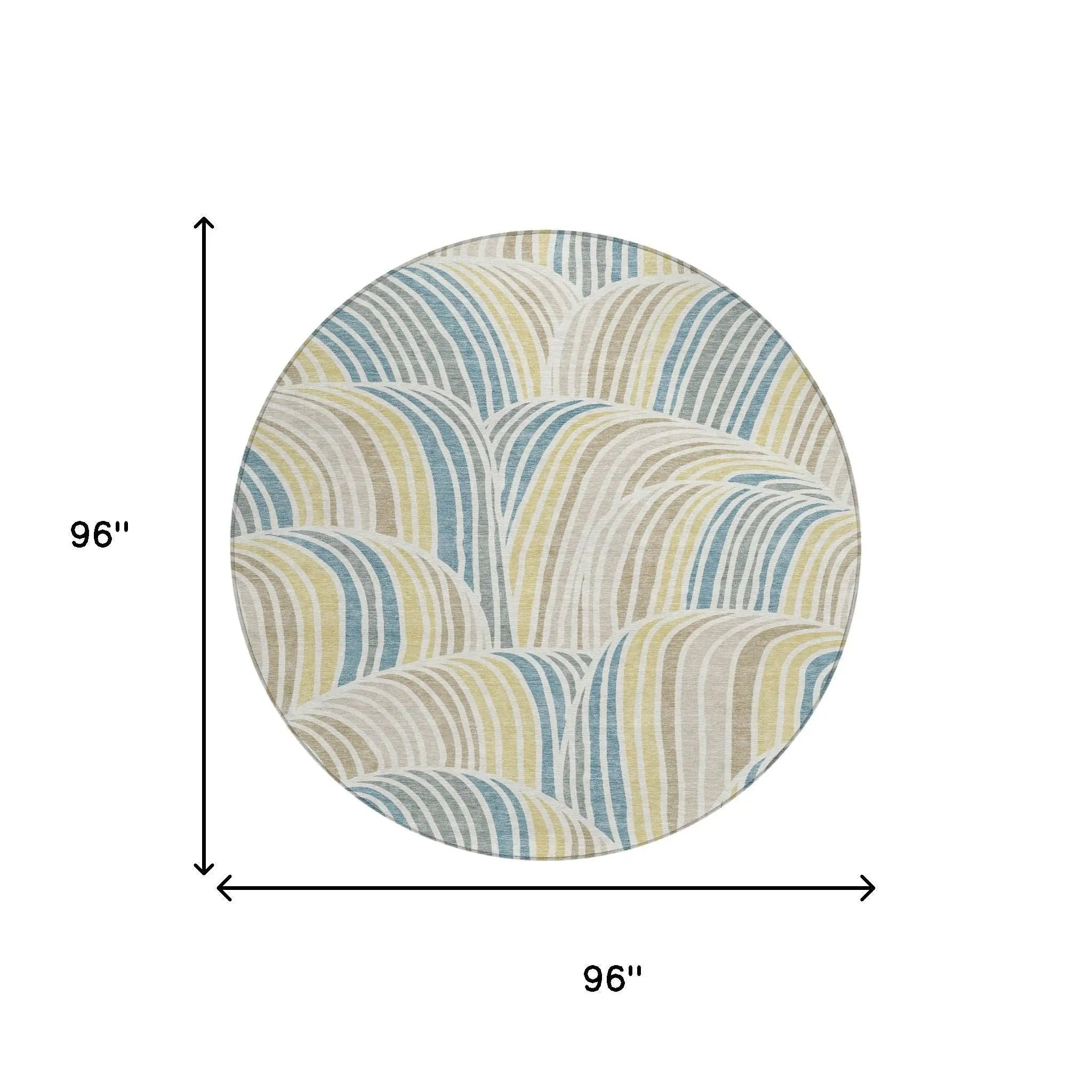 8' Ivory And Beige Round Abstract Washable Indoor Outdoor Area Rug Homeroots Outdoor