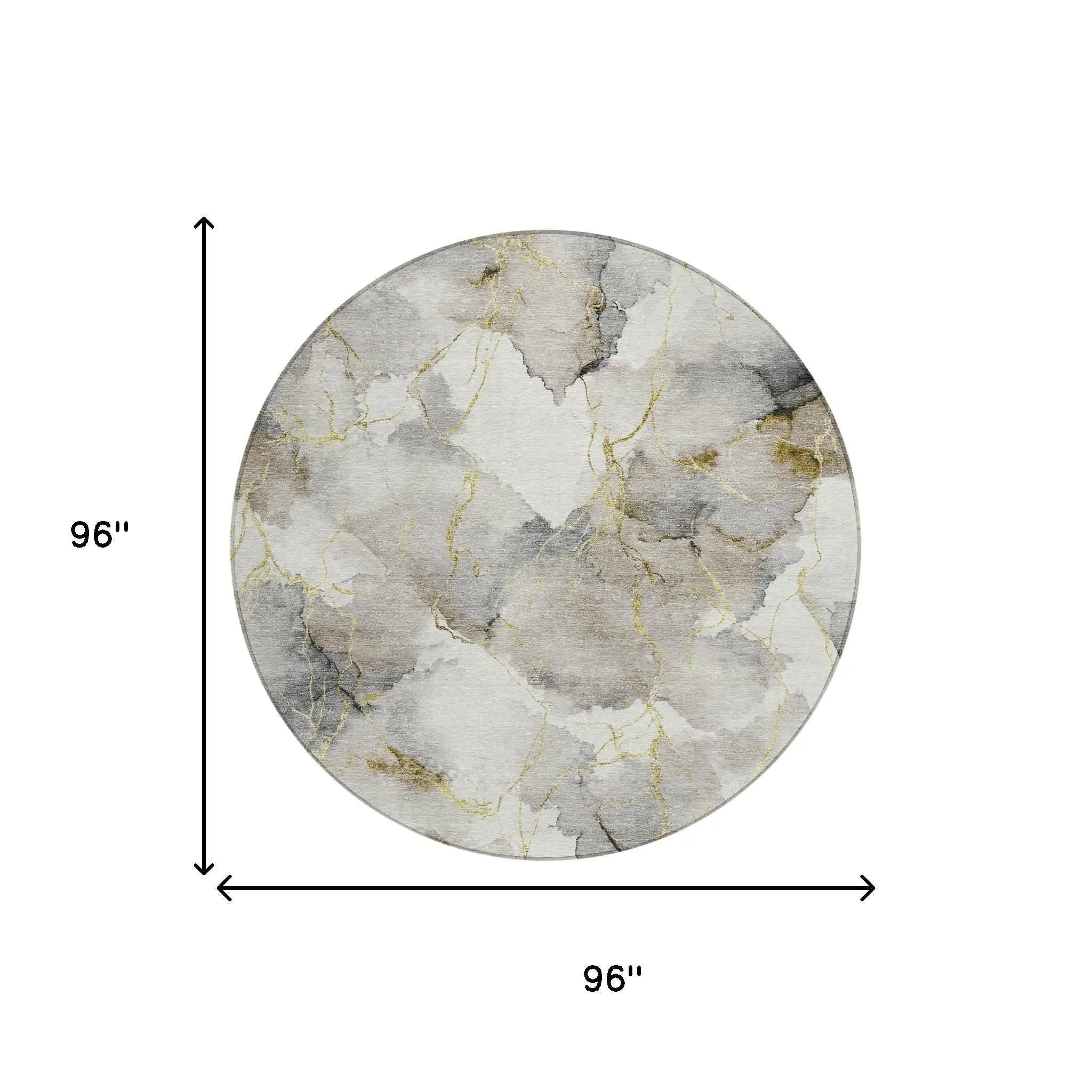 8' Ivory And Beige Round Abstract Washable Indoor Outdoor Area Rug Homeroots Outdoor