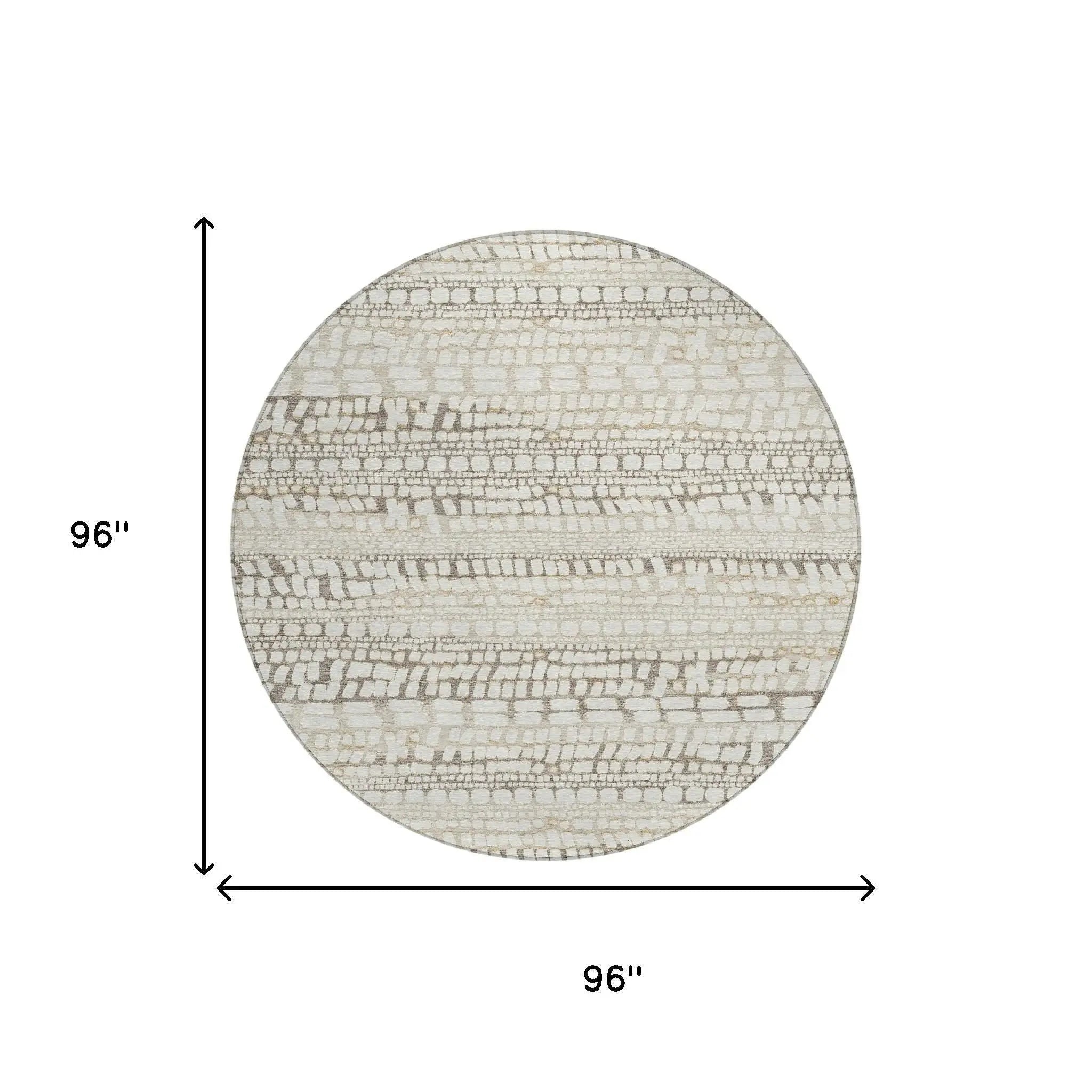8' Ivory And Beige Round Abstract Washable Indoor Outdoor Area Rug Homeroots Outdoor