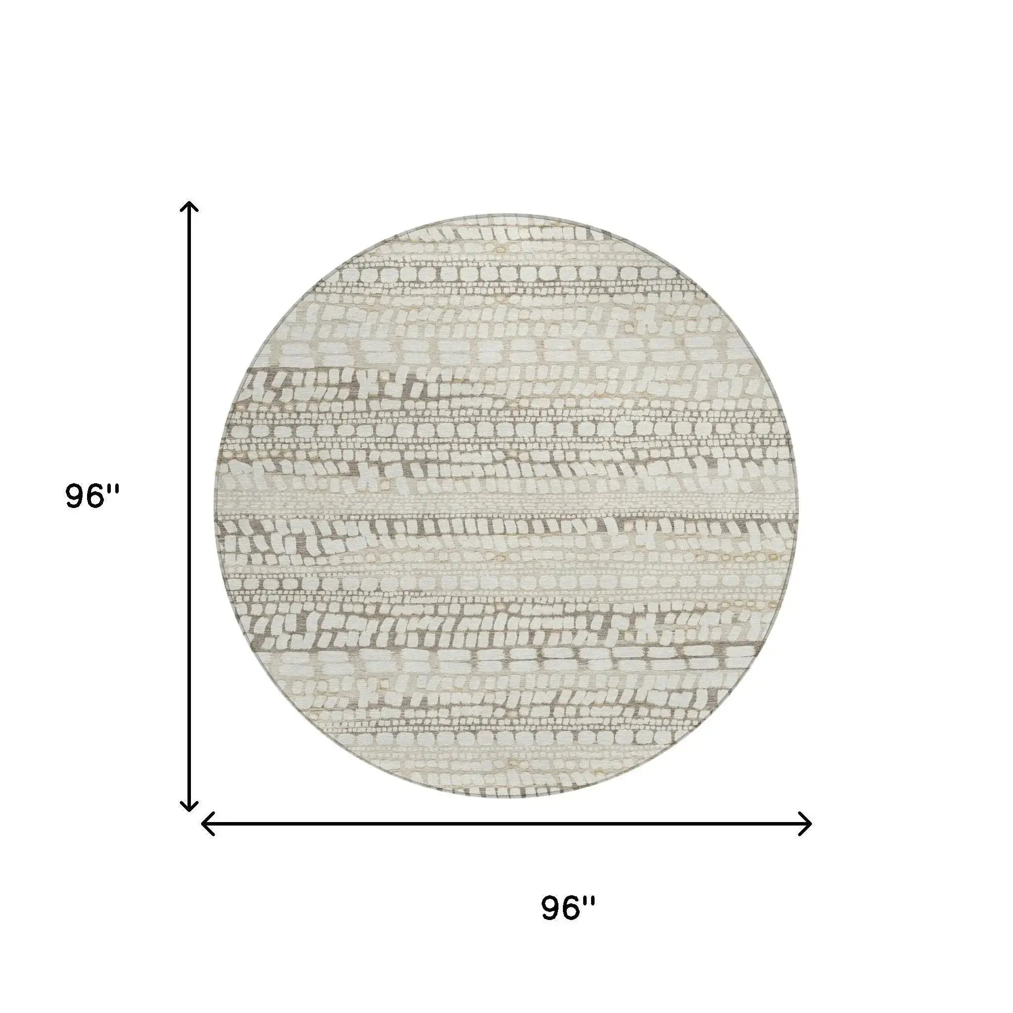 8' Ivory And Beige Round Abstract Washable Indoor Outdoor Area Rug Homeroots Outdoor