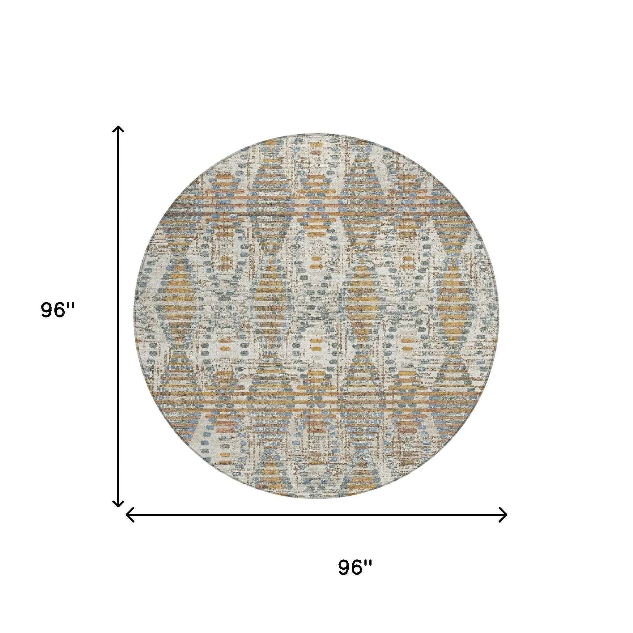8' Ivory And Beige Round Floral Medallion Washable Indoor Outdoor Area Rug Homeroots Outdoor
