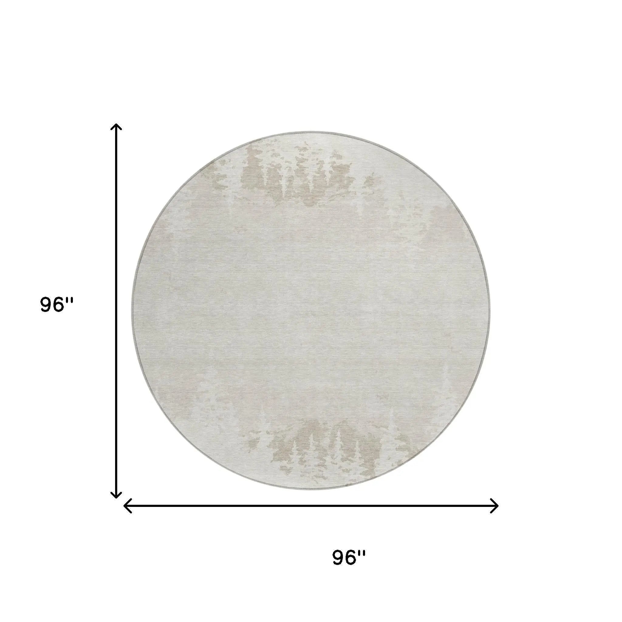 8' Ivory And Beige Round Floral Washable Indoor Outdoor Area Rug Homeroots Outdoor