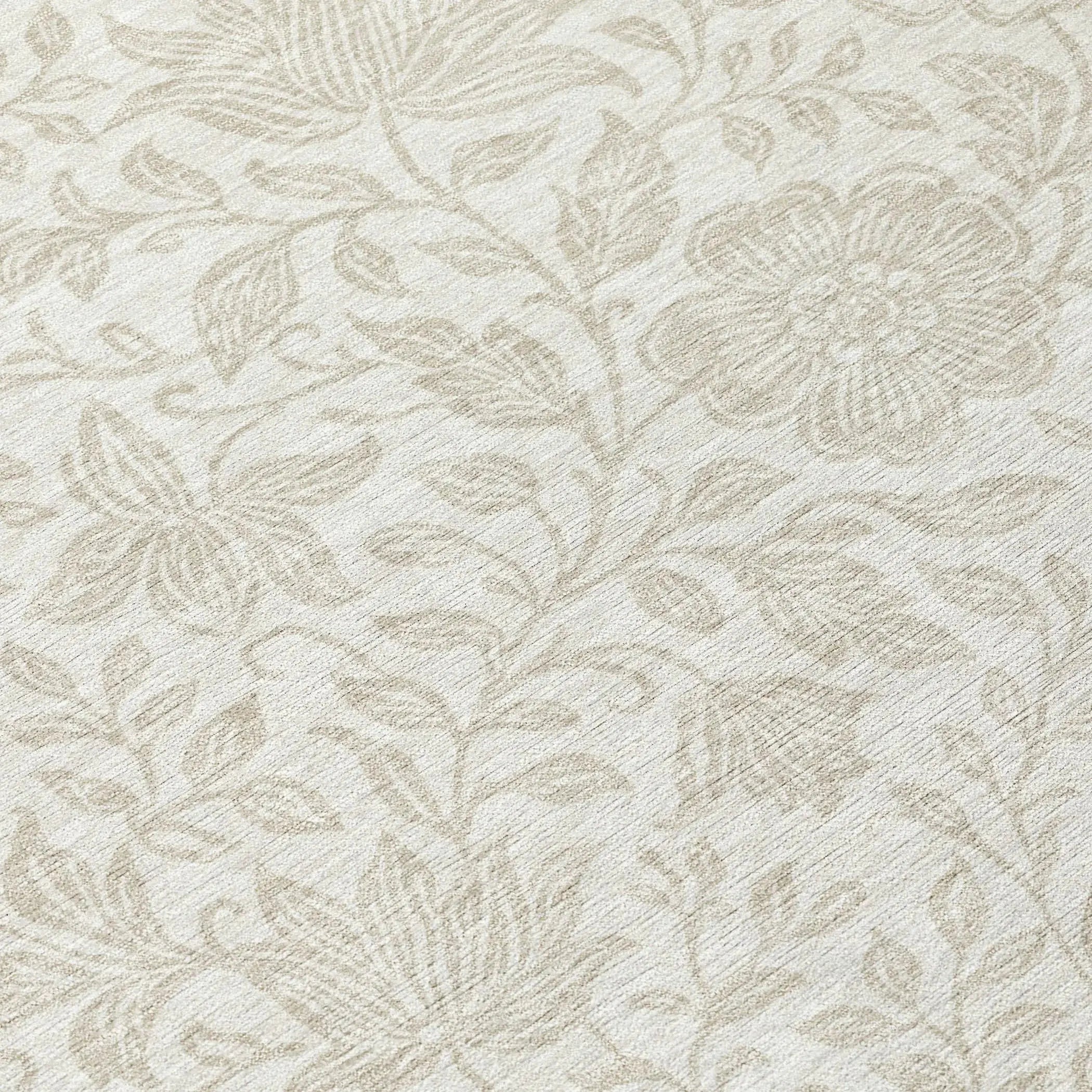 8' Ivory And Beige Round Floral Washable Indoor Outdoor Area Rug Homeroots Outdoor