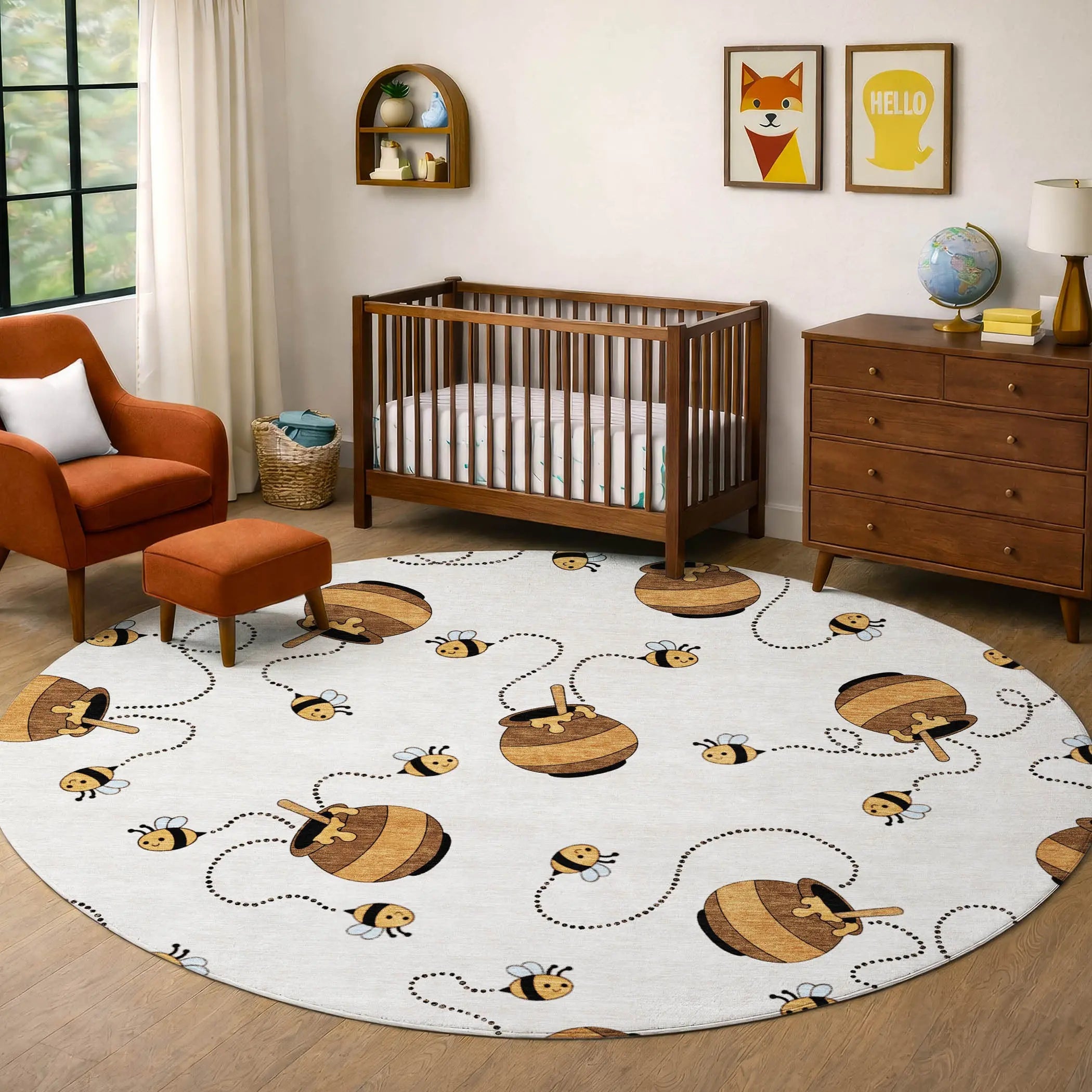 8' Ivory And Beige Round Geometric Washable Indoor Outdoor Area Rug Homeroots Outdoor