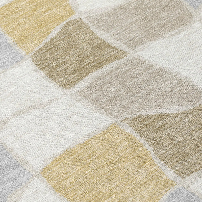 8' Ivory And Beige Round Geometric Washable Indoor Outdoor Area Rug Homeroots Outdoor