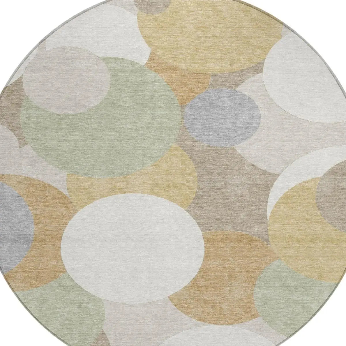 8' Ivory And Beige Round Geometric Washable Indoor Outdoor Area Rug Homeroots Outdoor