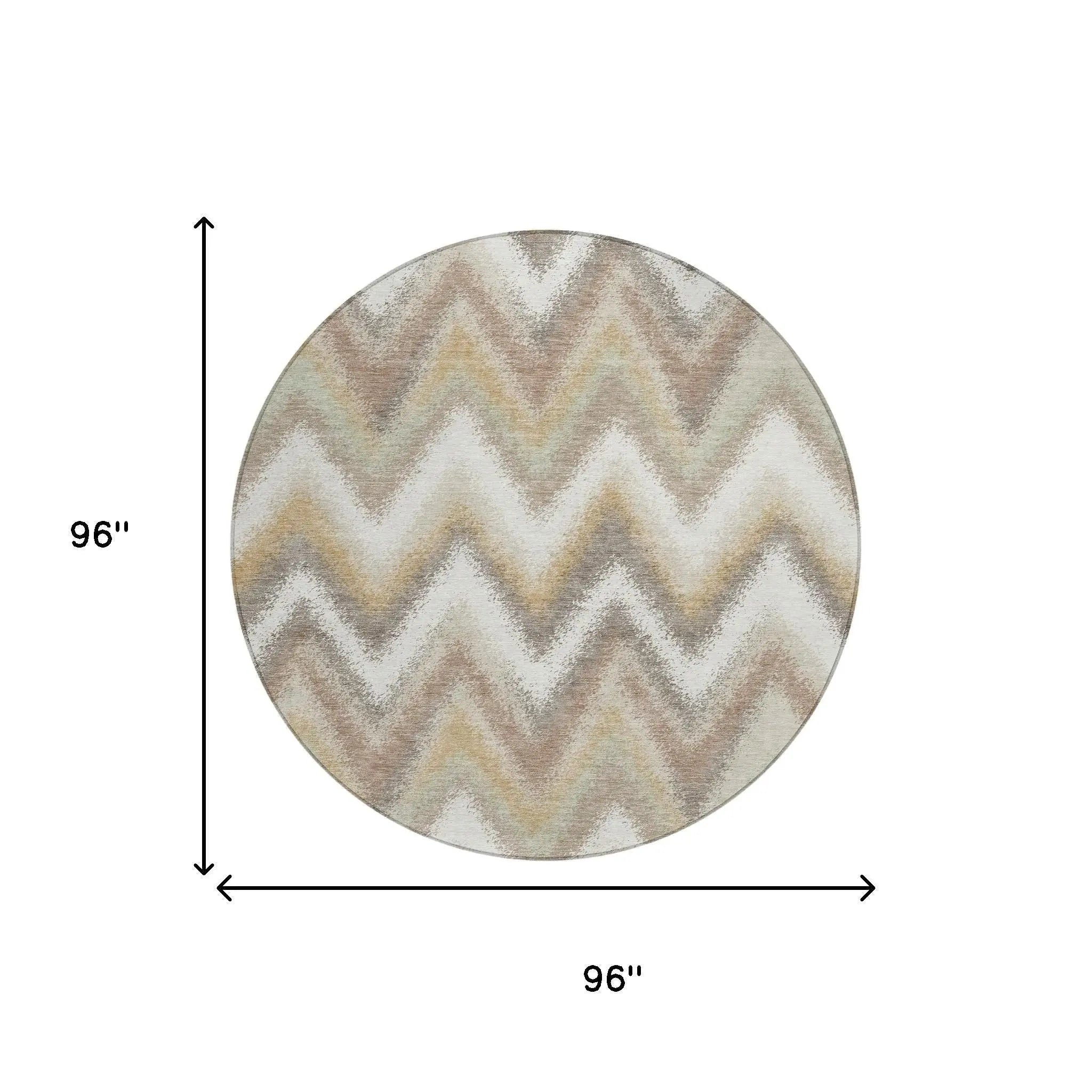 8' Ivory And Beige Round Geometric Washable Indoor Outdoor Area Rug Homeroots Outdoor