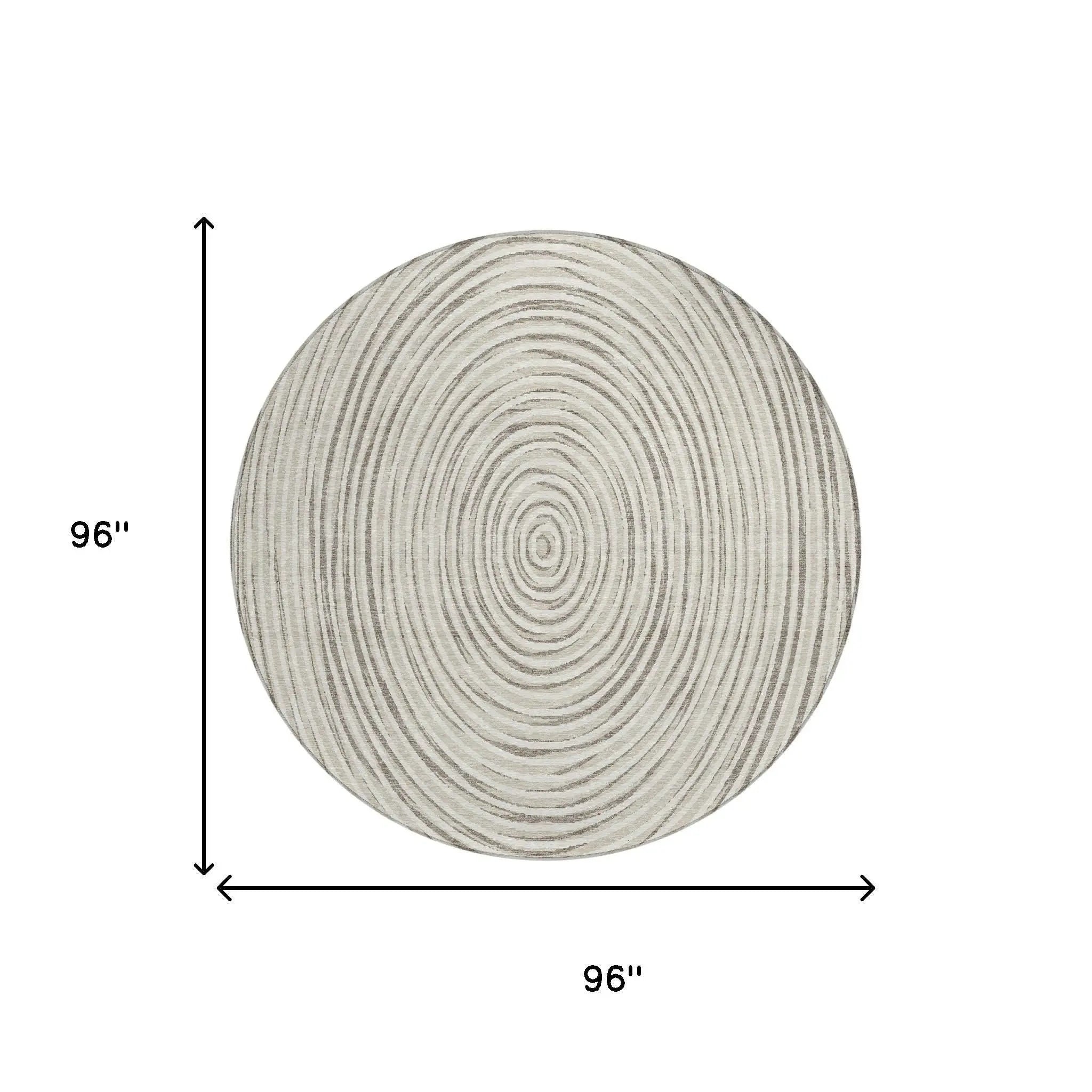 8' Ivory And Beige Round Geometric Washable Indoor Outdoor Area Rug Homeroots Outdoor