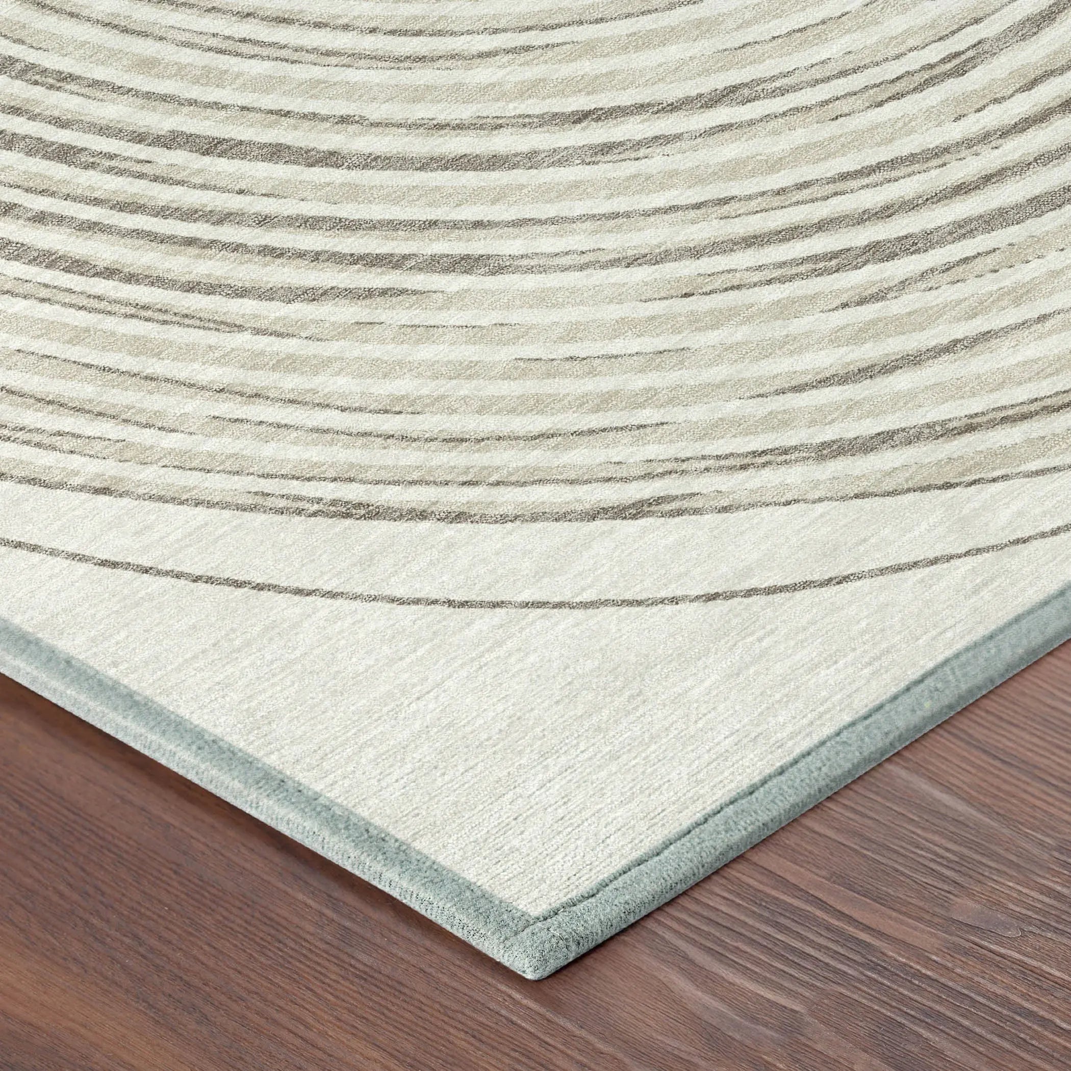 8' Ivory And Beige Round Geometric Washable Indoor Outdoor Area Rug Homeroots Outdoor