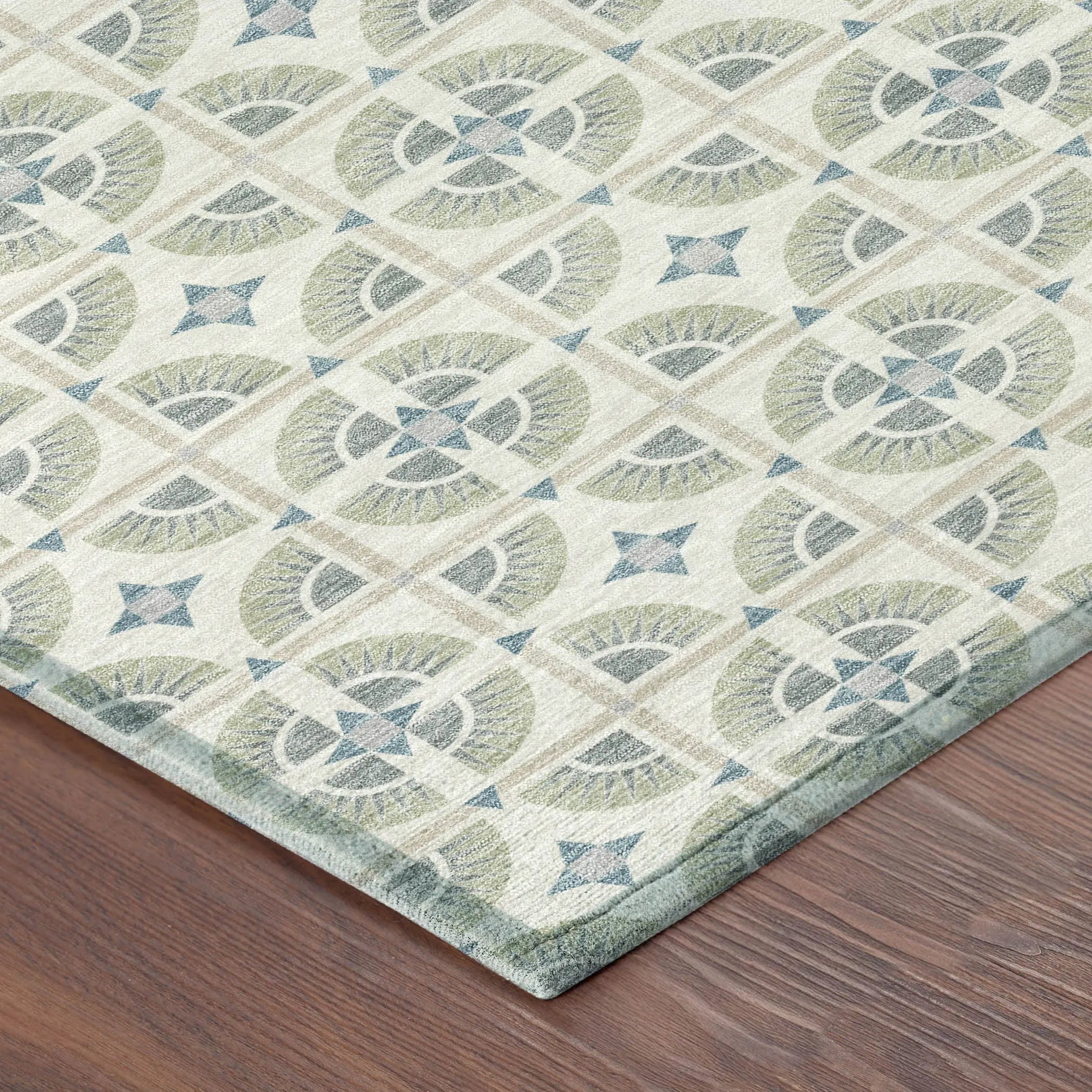 8' Ivory And Beige Round Geometric Washable Indoor Outdoor Area Rug Homeroots Outdoor