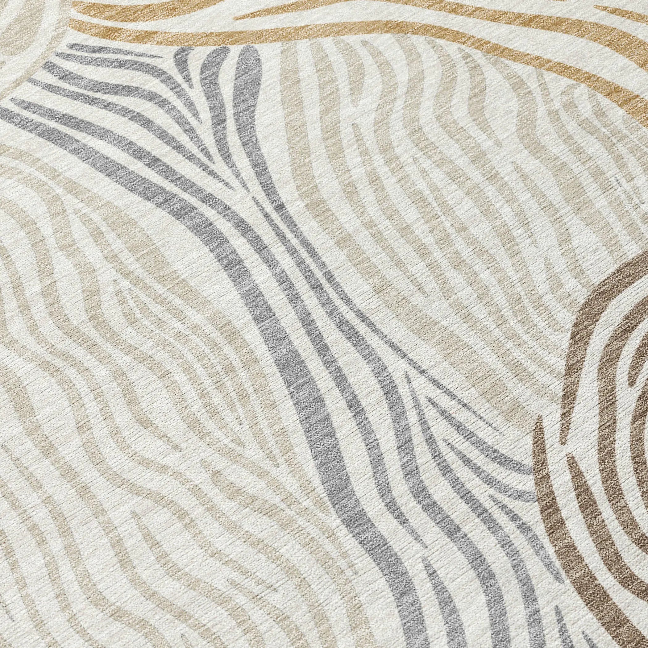 8' Ivory And Beige Round Ikat Washable Indoor Outdoor Area Rug Homeroots Outdoor