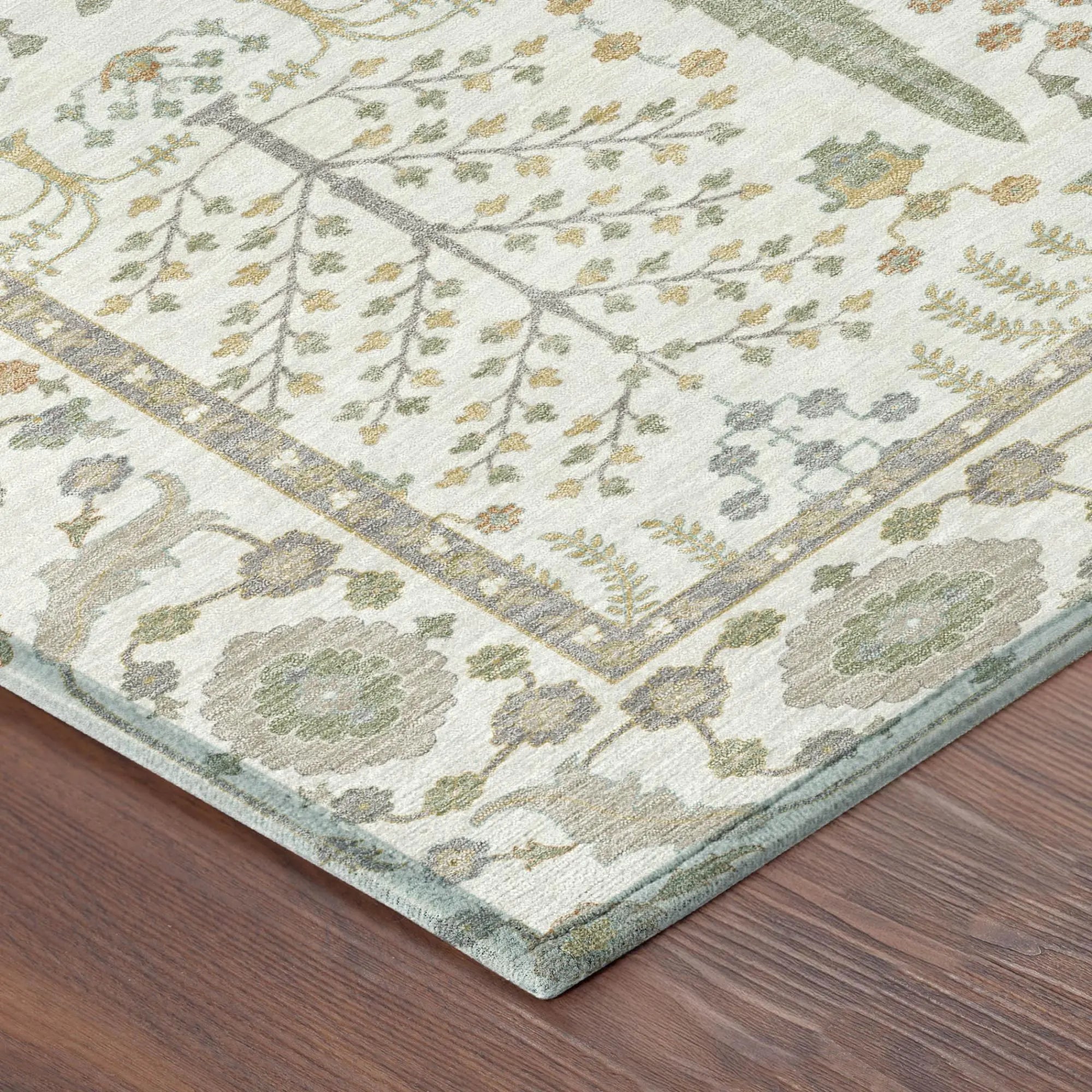8' Ivory And Beige Round Oriental Washable Indoor Outdoor Area Rug Homeroots Outdoor