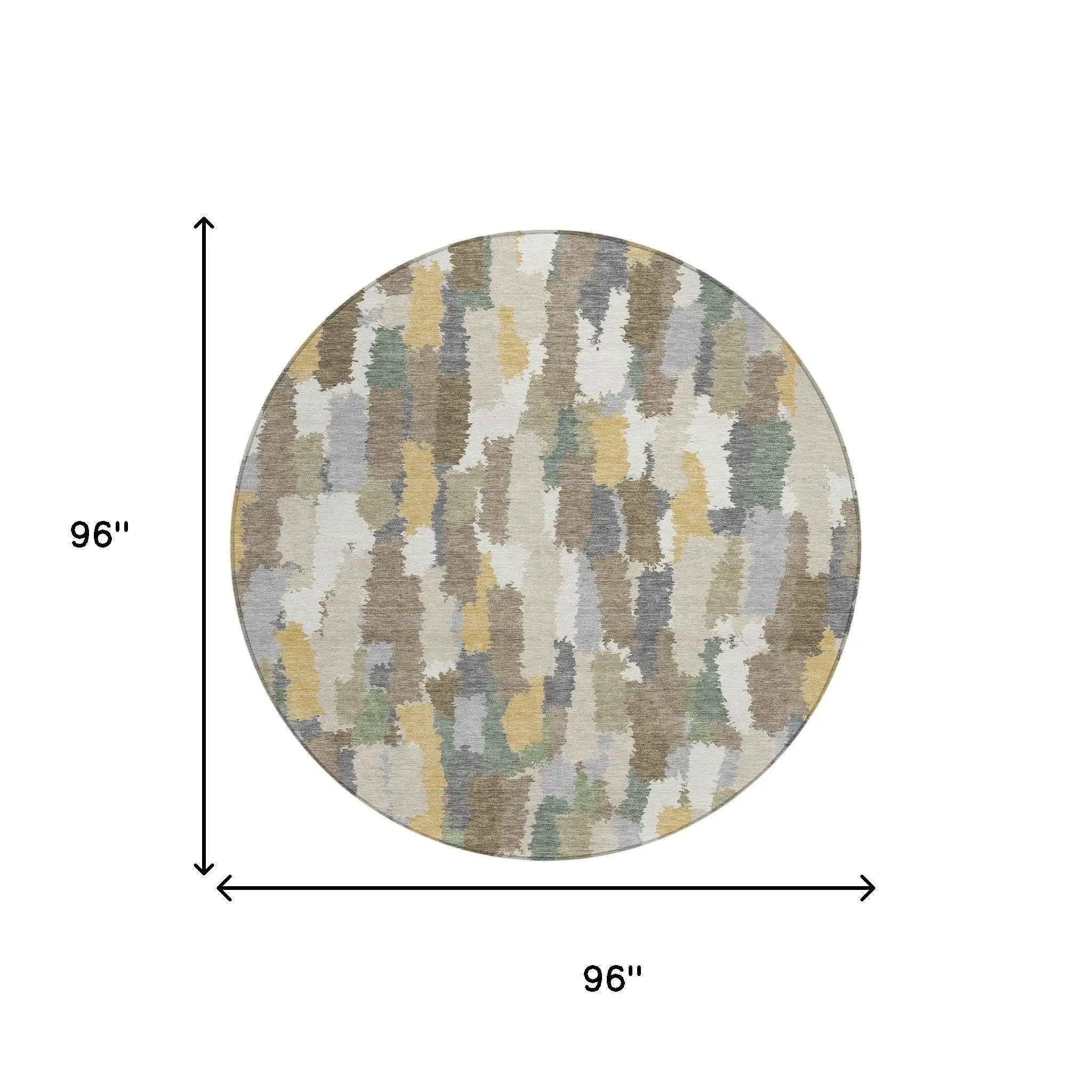 8' Ivory And Beige Round Striped Washable Indoor Outdoor Area Rug Homeroots Outdoor