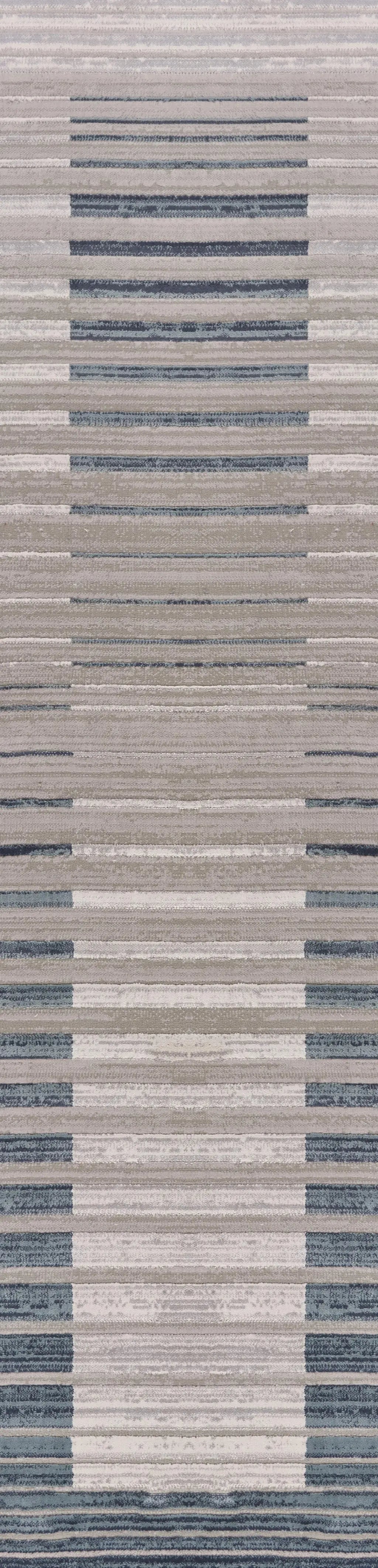 8' Ivory And Blue Abstract Runner Rug Homeroots Home Decor