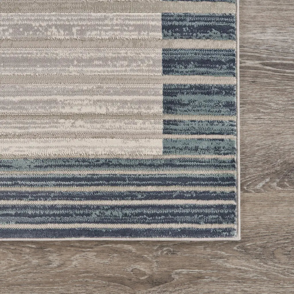 8' Ivory And Blue Abstract Runner Rug Homeroots Home Decor