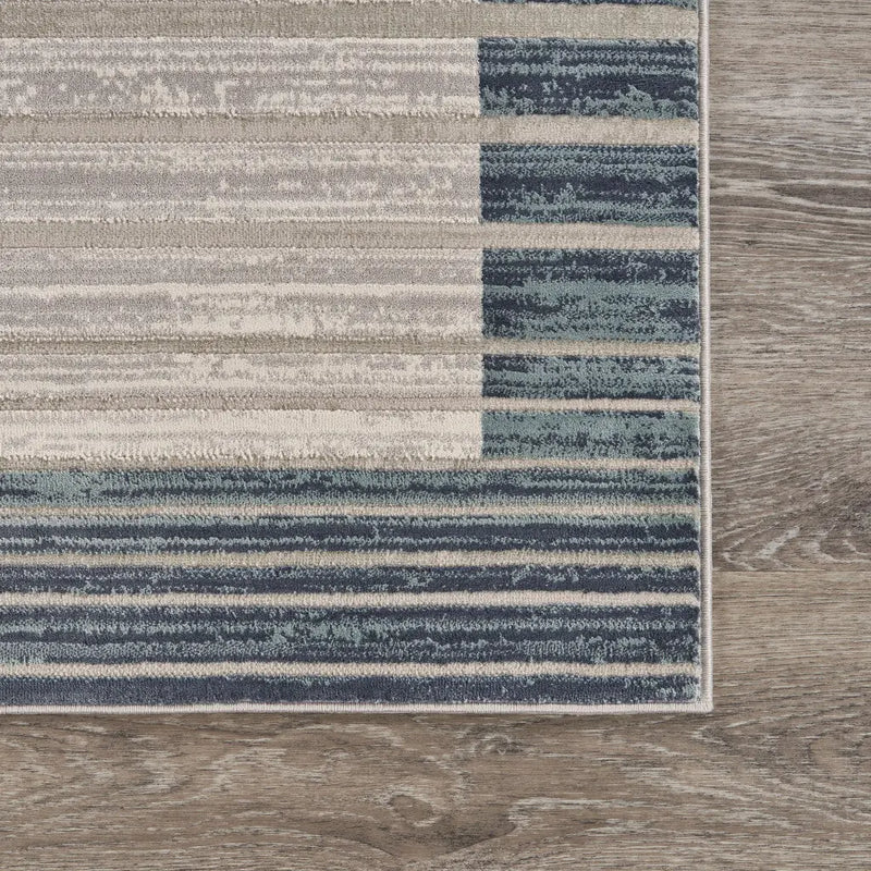 8' Ivory And Blue Abstract Runner Rug Homeroots Home Decor