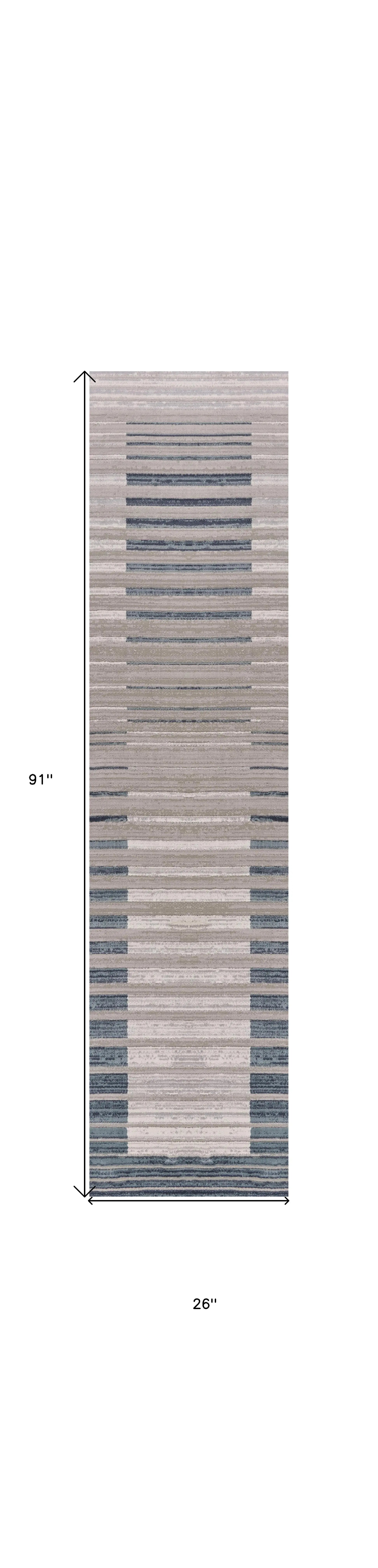 8' Ivory And Blue Abstract Runner Rug Homeroots Home Decor