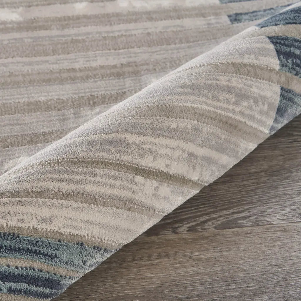8' Ivory And Blue Abstract Runner Rug Homeroots Home Decor