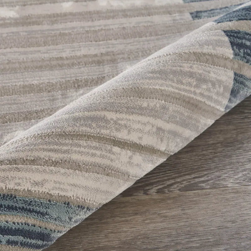 8' Ivory And Blue Abstract Runner Rug Homeroots Home Decor