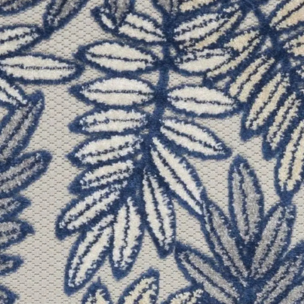 8' Ivory And Blue Indoor Outdoor Runner Rug Homeroots Outdoor