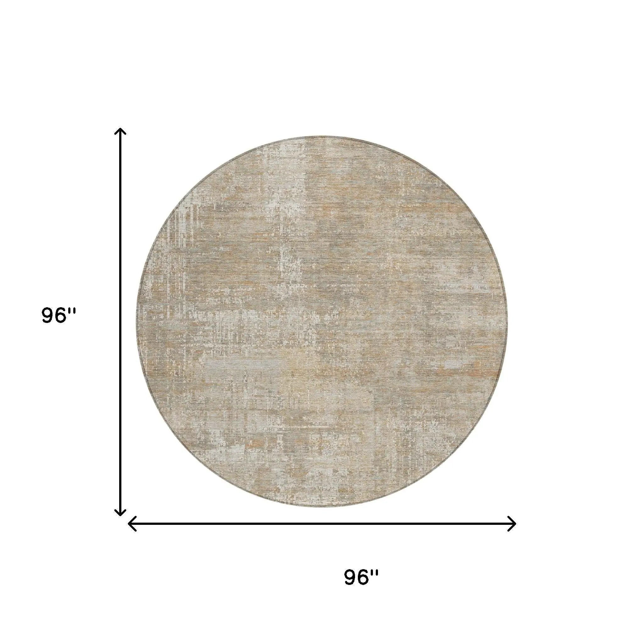 8' Ivory And Blue Round Abstract Washable Indoor Outdoor Area Rug Homeroots Outdoor