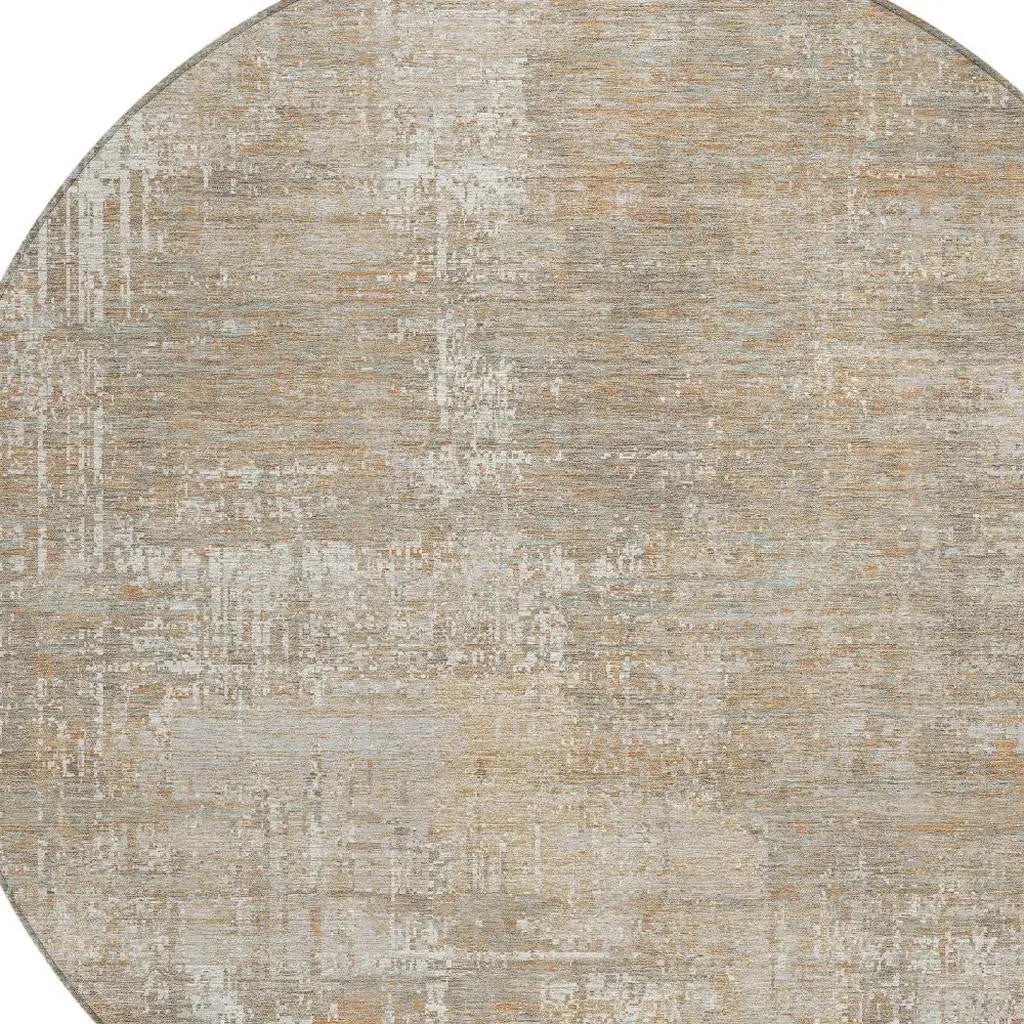 8' Ivory And Blue Round Abstract Washable Indoor Outdoor Area Rug Homeroots Outdoor