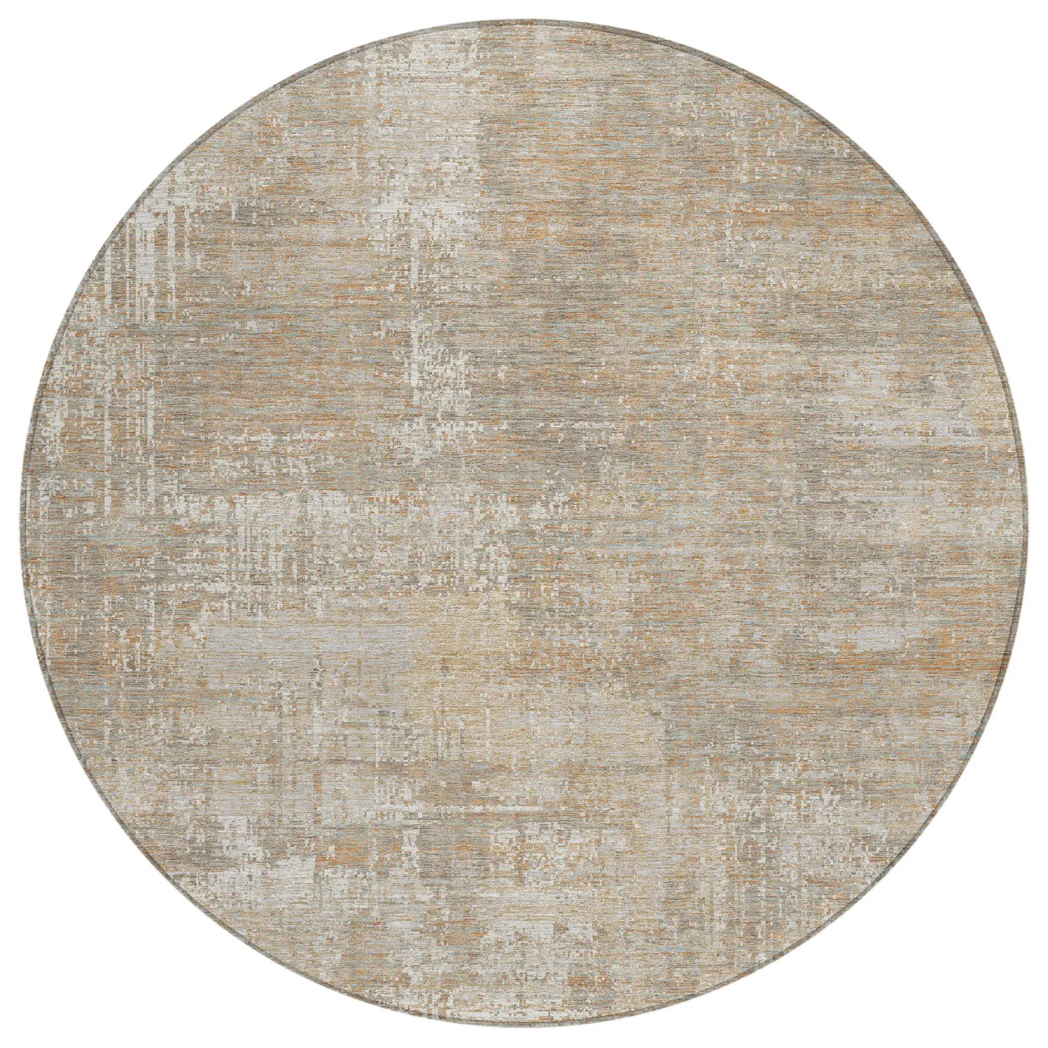 8' Ivory And Blue Round Abstract Washable Indoor Outdoor Area Rug Homeroots Outdoor
