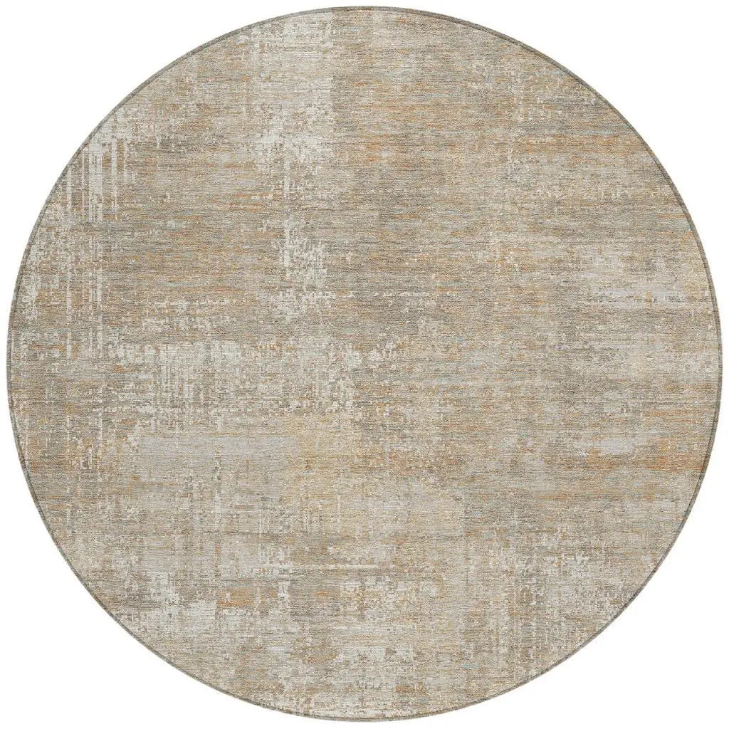 8' Ivory And Blue Round Abstract Washable Indoor Outdoor Area Rug Homeroots Outdoor
