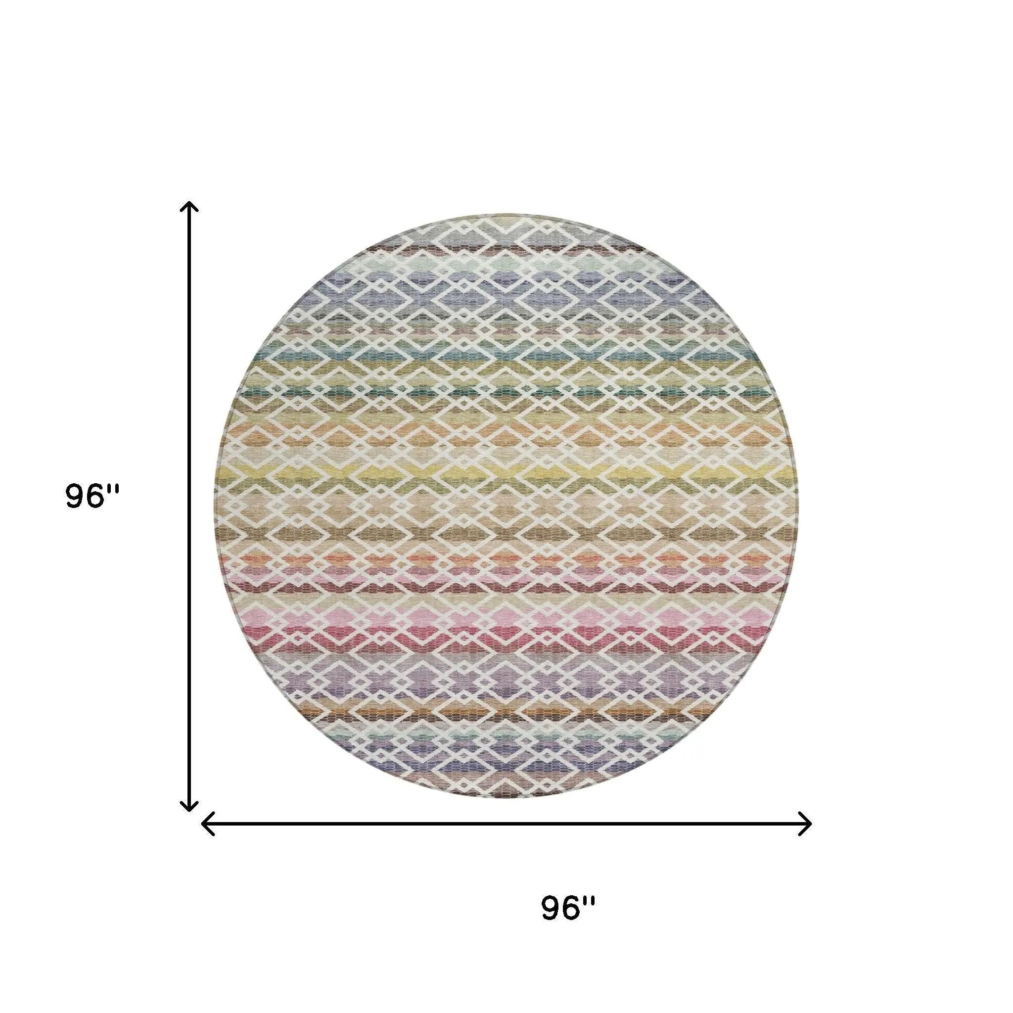 8' Ivory And Chocolate Round Striped Washable Indoor Outdoor Area Rug Homeroots Outdoor