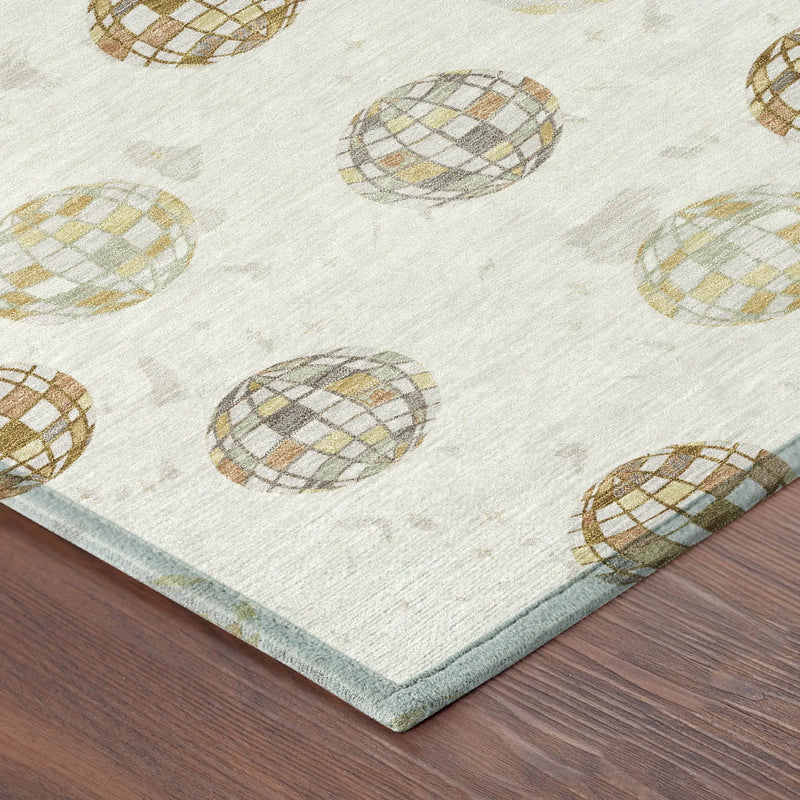 8' Ivory And Copper Round Geometric Washable Indoor Outdoor Area Rug Homeroots Outdoor