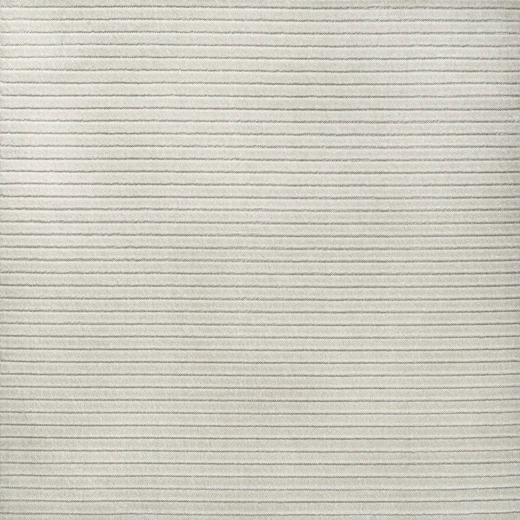 8' Ivory And Cream Square Striped Indoor Outdoor Area Rug Homeroots Outdoor