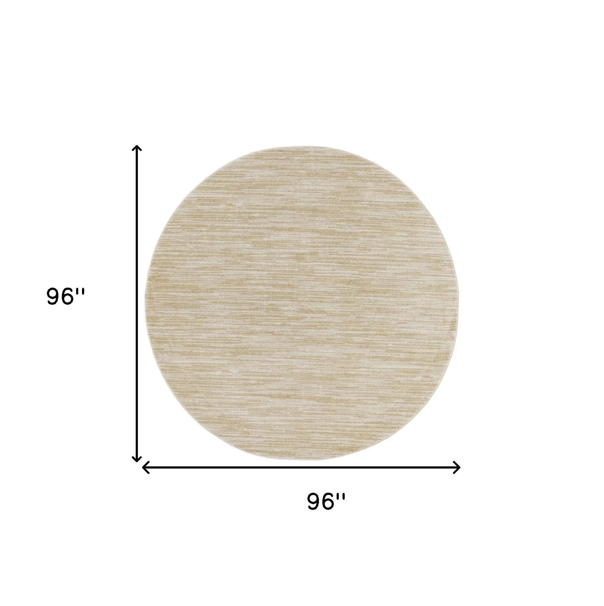 8' Ivory And Gold Round Abstract Indoor Outdoor Area Rug Homeroots Outdoor