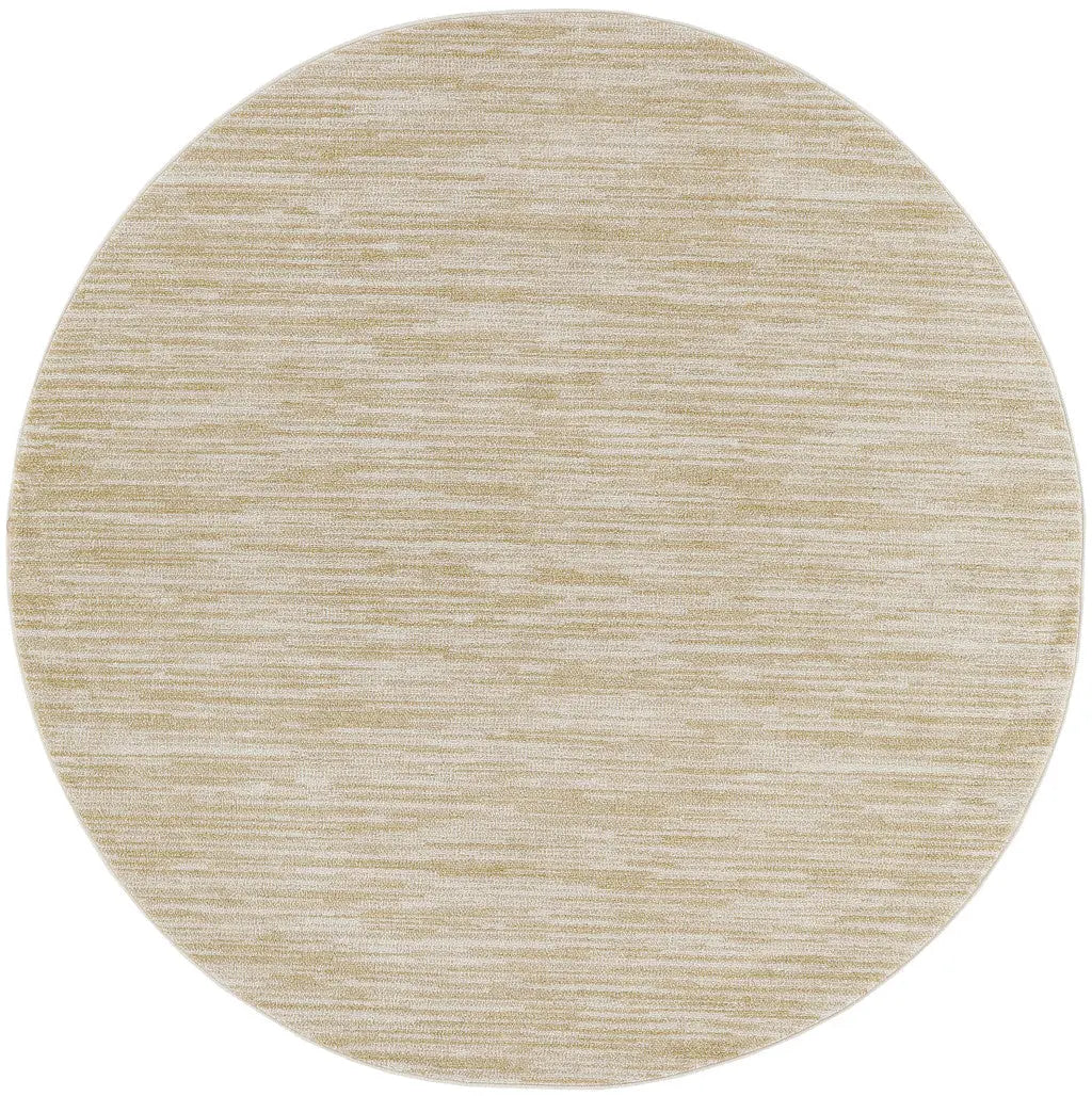 8' Ivory And Gold Round Abstract Indoor Outdoor Area Rug Homeroots Outdoor