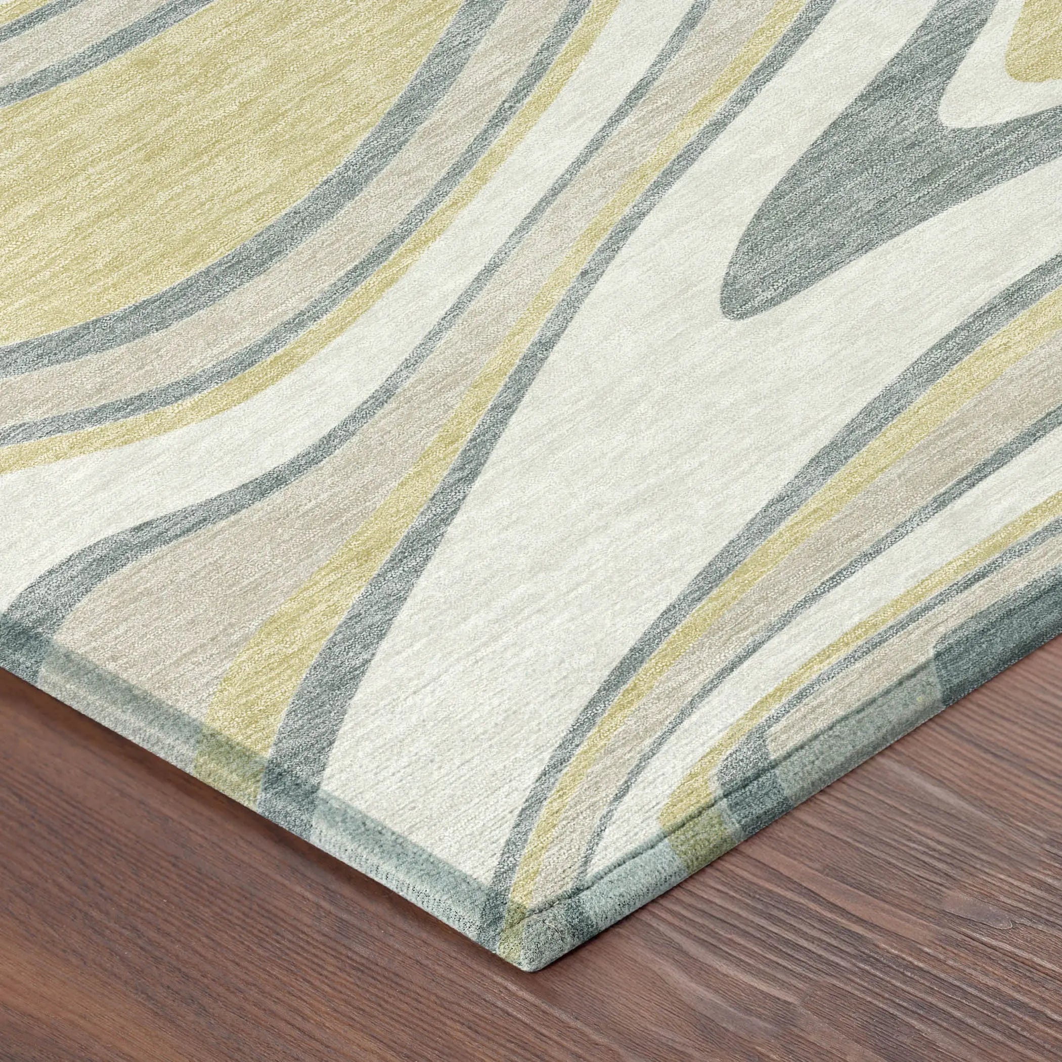 8' Ivory And Gold Round Abstract Washable Indoor Outdoor Area Rug Homeroots Outdoor