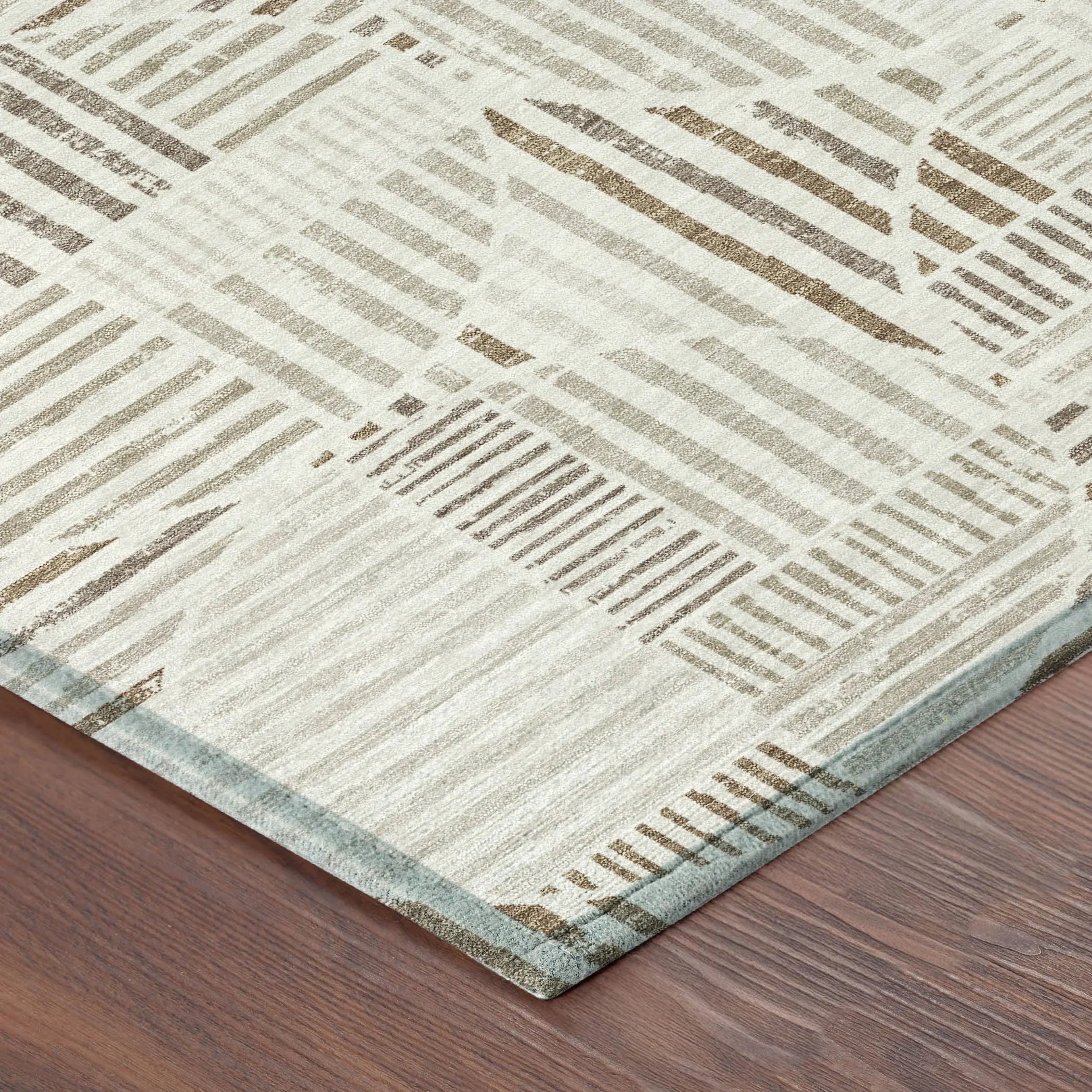 8' Ivory And Graphite Round Geometric Washable Indoor Outdoor Area Rug Homeroots Outdoor