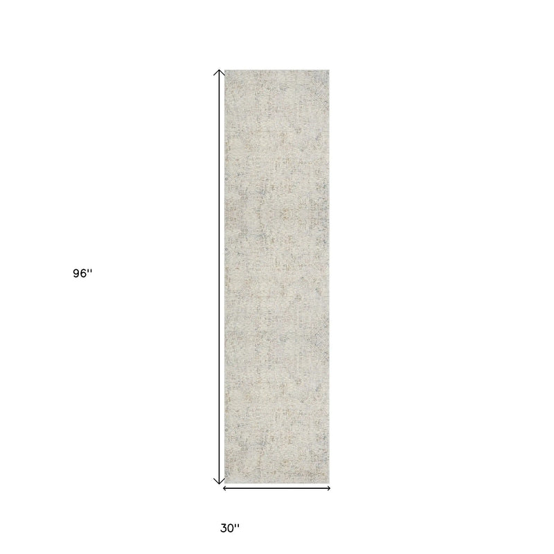 8' Ivory And Gray Abstract Runner Rug Homeroots Home Decor
