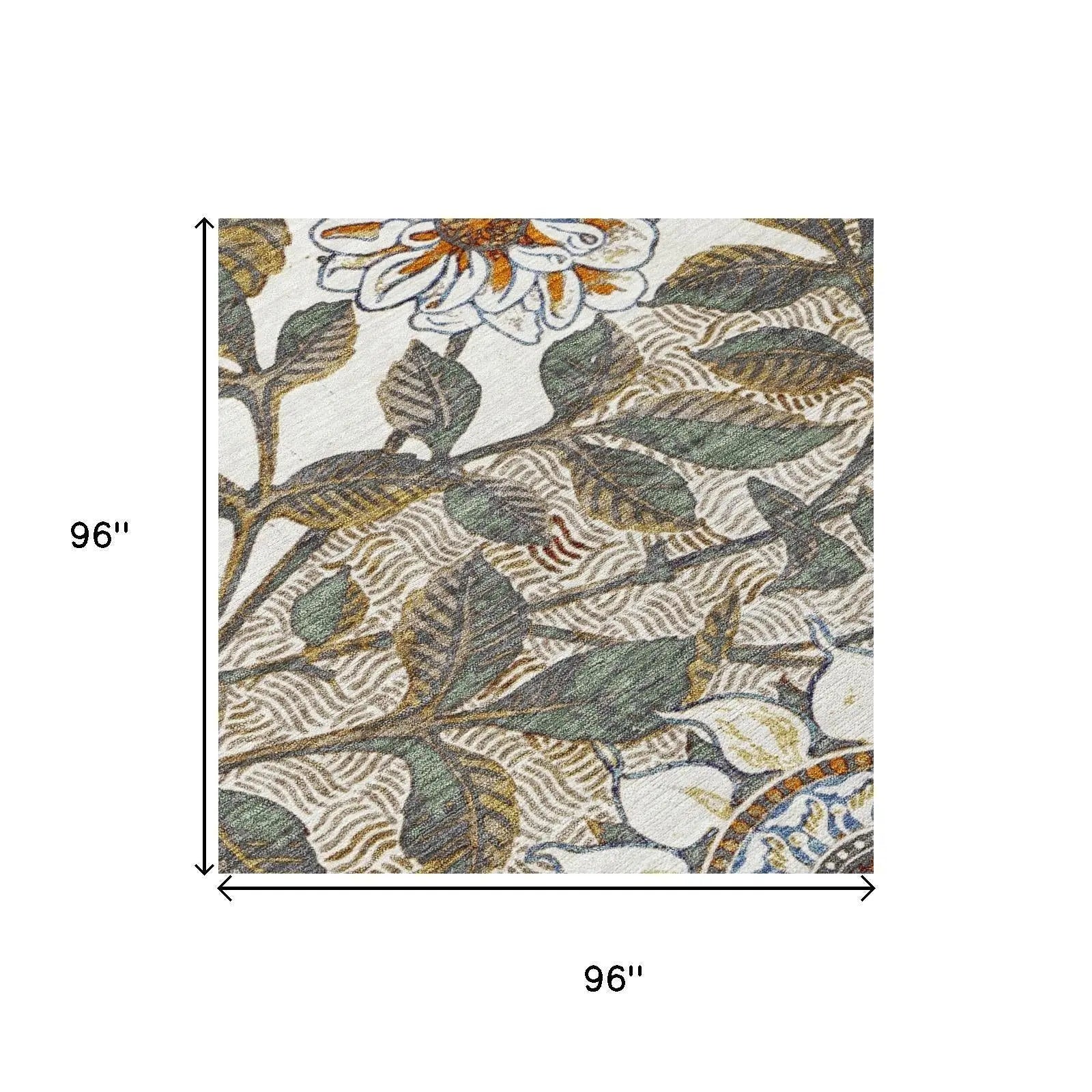 8' Ivory And Gray Round Floral Washable Indoor Outdoor Area Rug Homeroots Outdoor