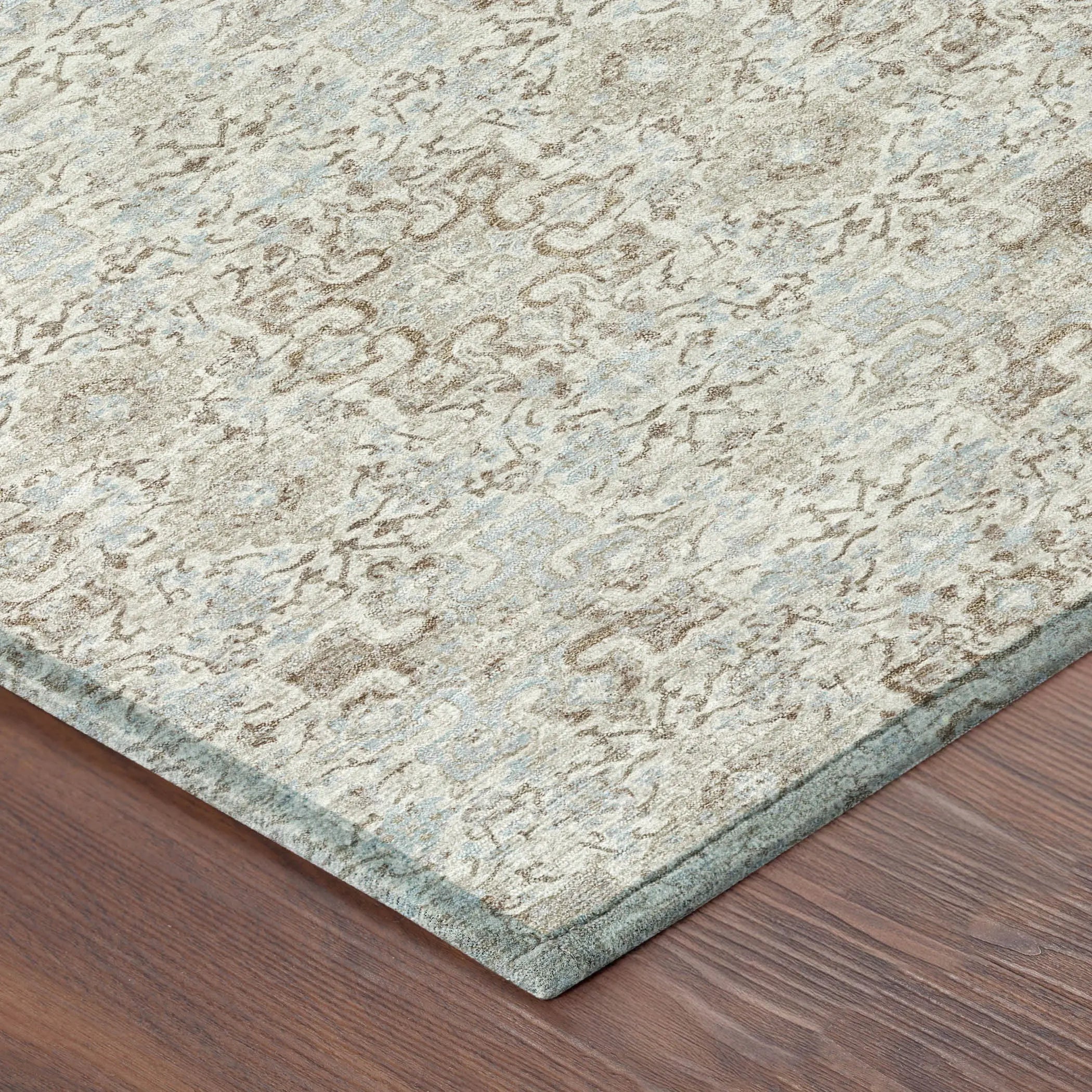 8' Ivory And Gray Round Oriental Washable Indoor Outdoor Area Rug Homeroots Outdoor