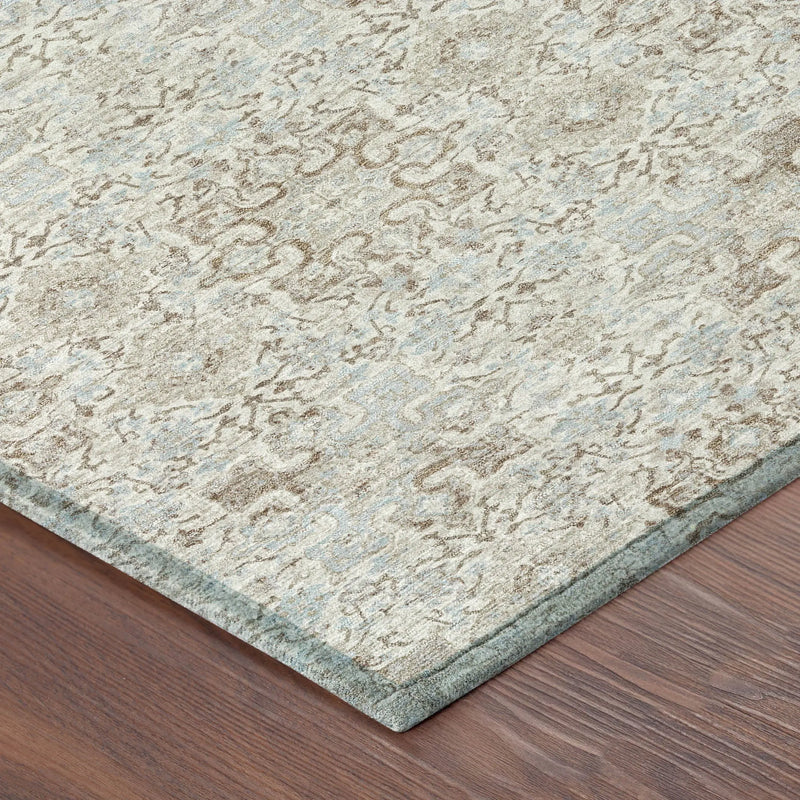 8' Ivory And Gray Round Oriental Washable Indoor Outdoor Area Rug Homeroots Outdoor